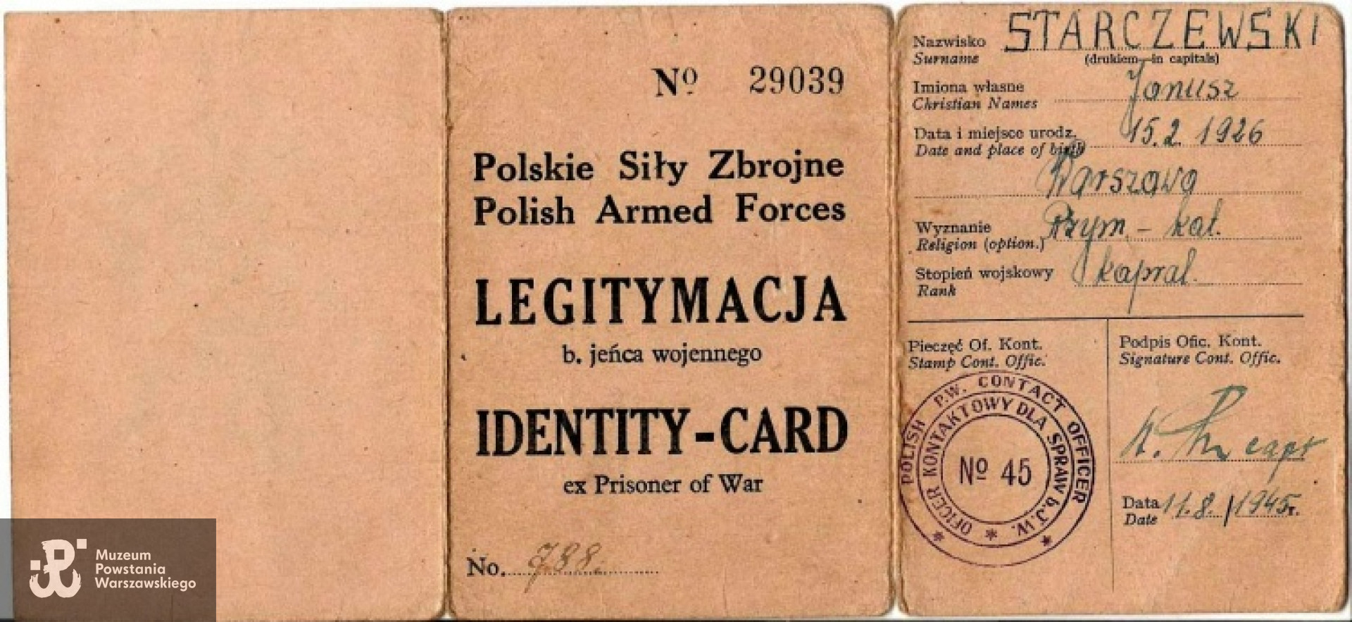 Legitymacja byłego jeńca wojennego