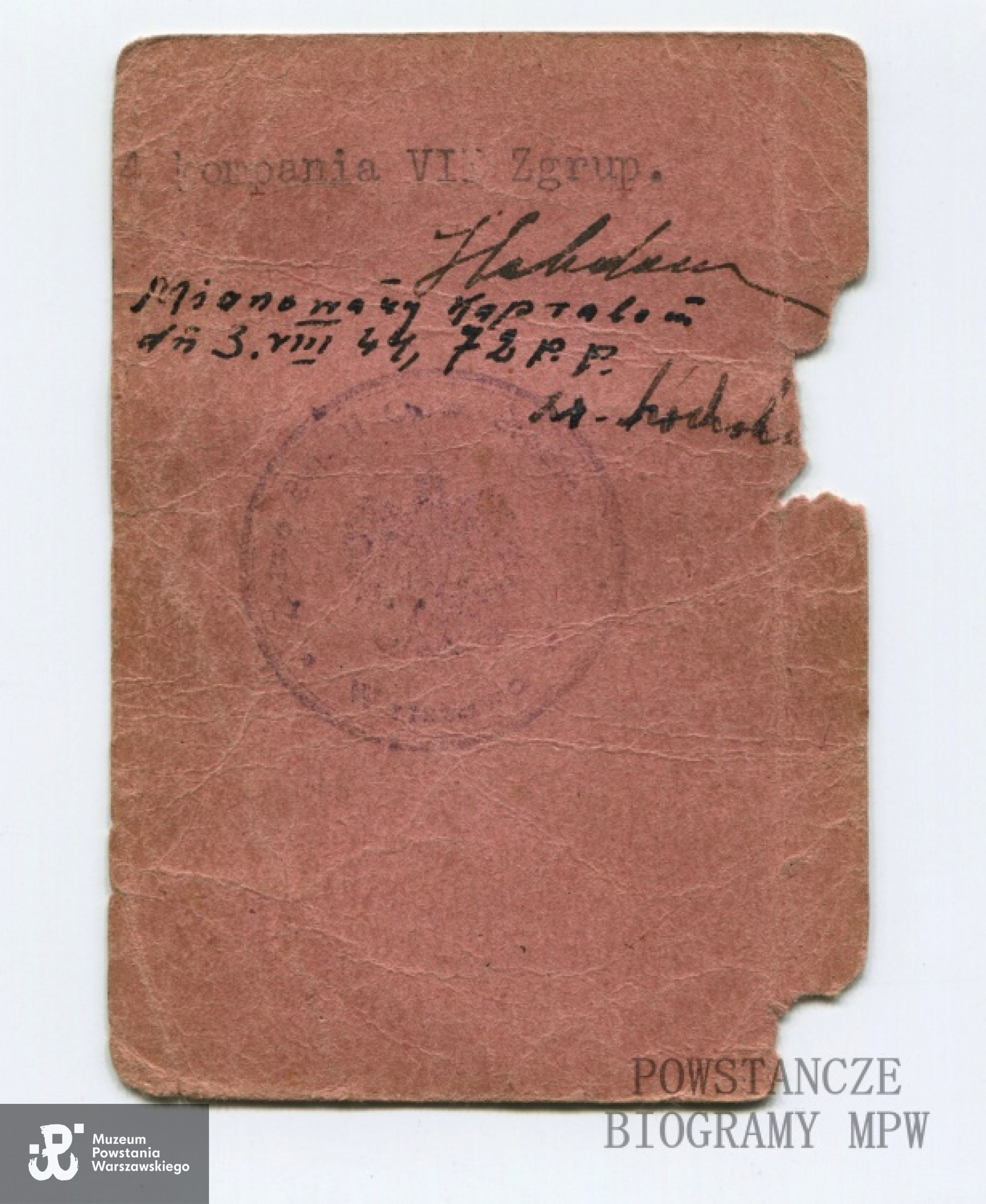 Należąca do kpr. Tadeusza Fiodorowa ps. "Pączek" (1916-1993) legitymacja Armii Krajowej. Z archiwum rodzinnego syna.