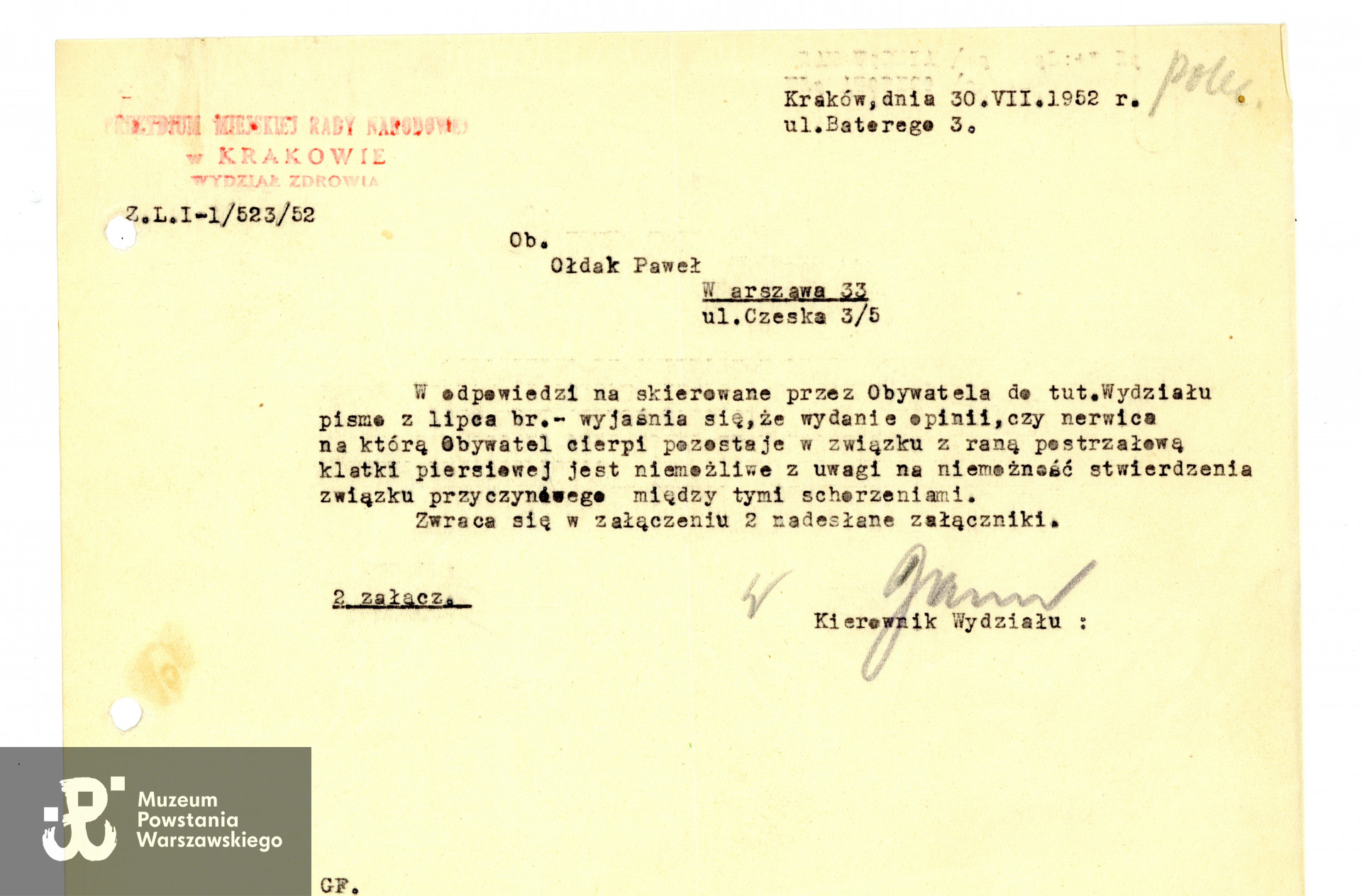 Ze zbiorów rodzinnych p.  Joanny Węgrzynek z domu Ołdak, córki Powstańca. Skany wykonano w Muzeum Powstania Warszawskiego, 05/2023.