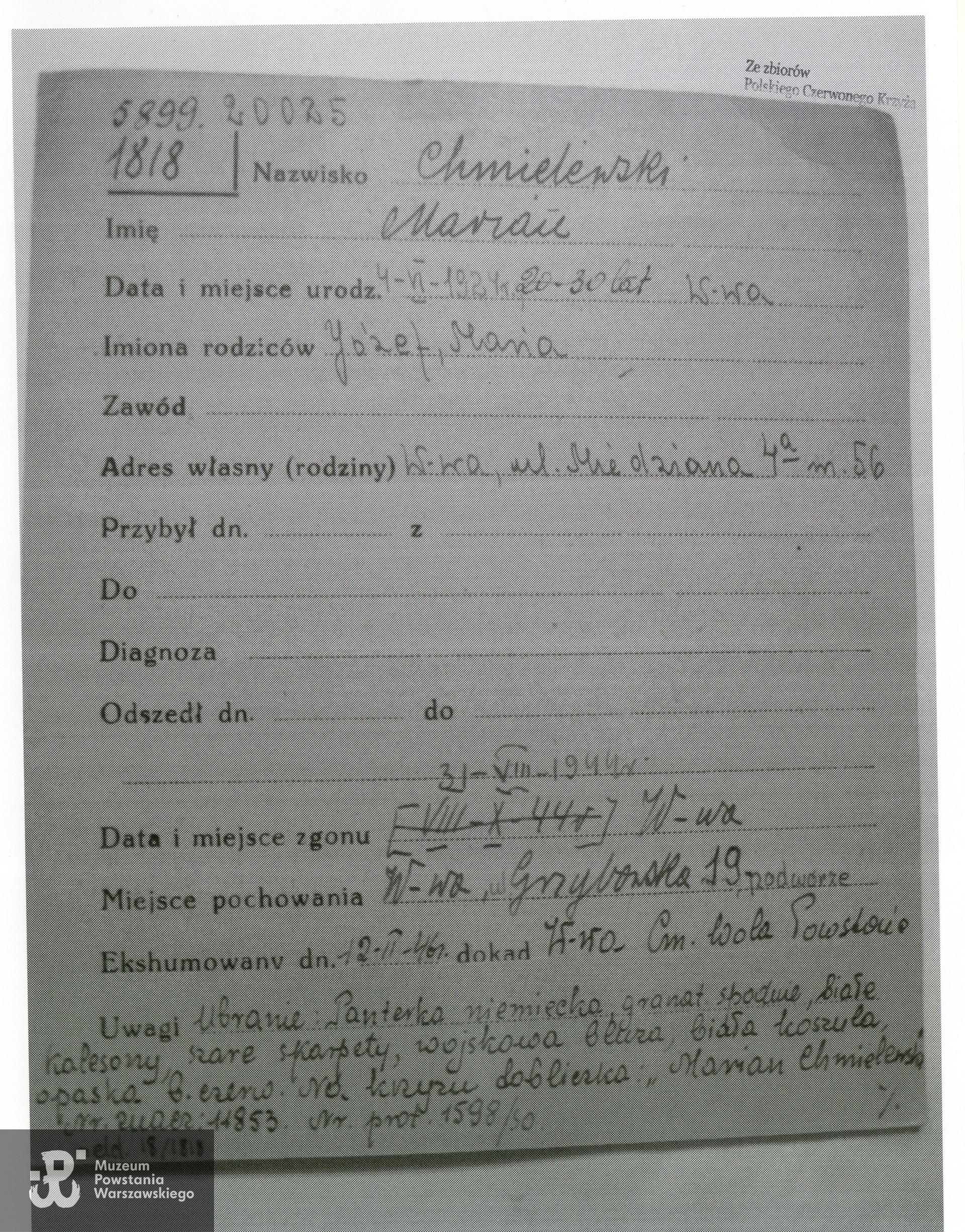 Polski Czerwony Krzyż - kartoteka