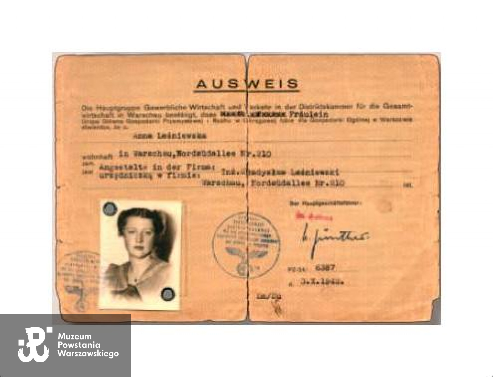 Ausweis Anny Danuty Leśniewskiej - Sławińskiej