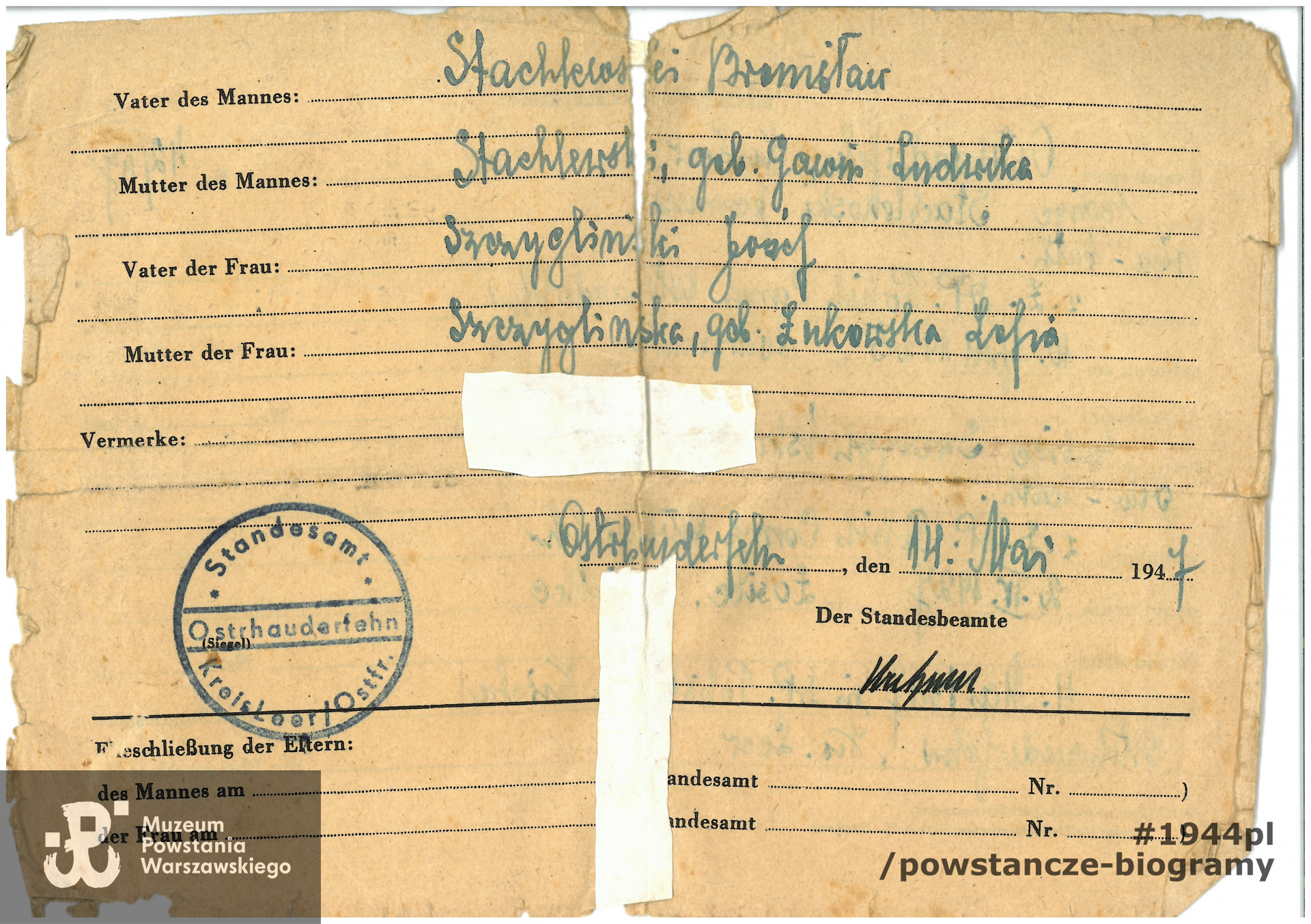 Dokument  z archiwum rodzinnego 