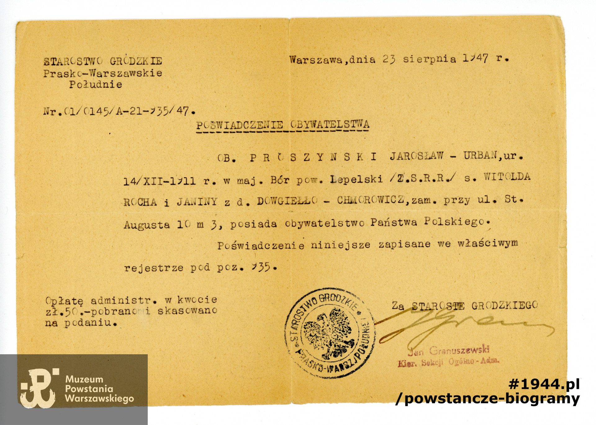 Z archiwum rodzinnego p. Krystyny Prószyńskiej