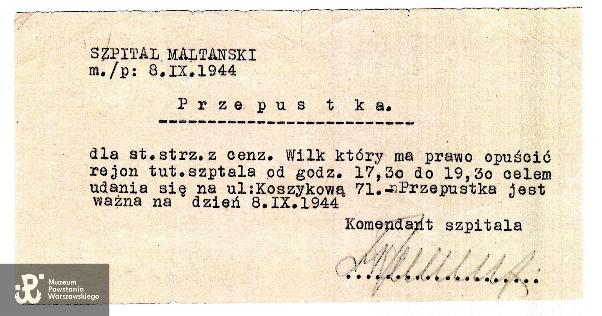 Skan z kserokopii,  Muzeum Powstania Warszawskiego, Teczki personalne uczestników Powstania Warszawskiego: Wilhelmi Jerzy. 