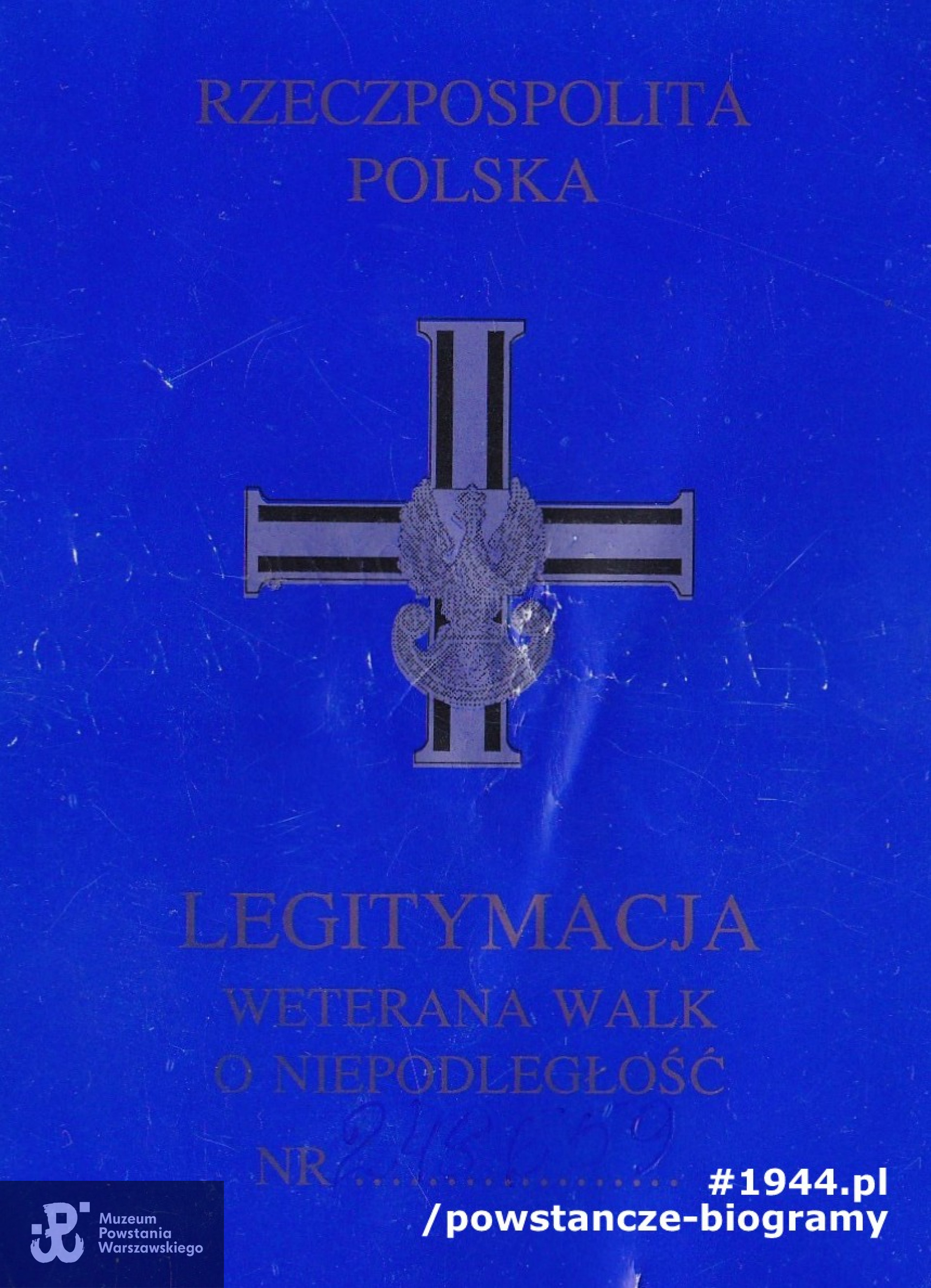 Legitymacja weterana walk o niepodległość. Z archiwum rodzinnego, udostępnił wnuk, p. Konrad Tarnopolski