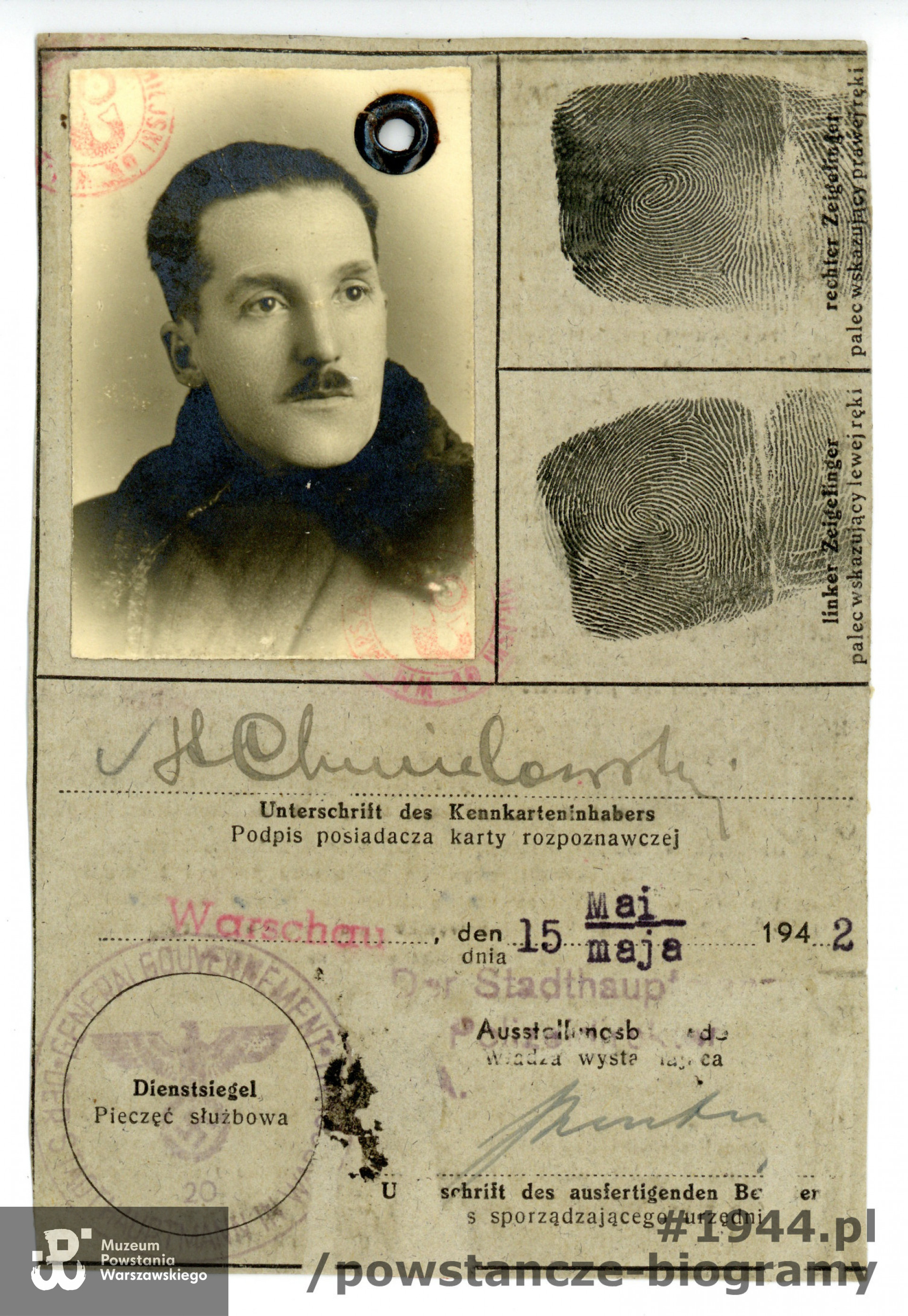 Fragment zachowanej kenkarty. Z archiwum rodzinnego, udostępniła p. Anna Chmielowska - Łachwa