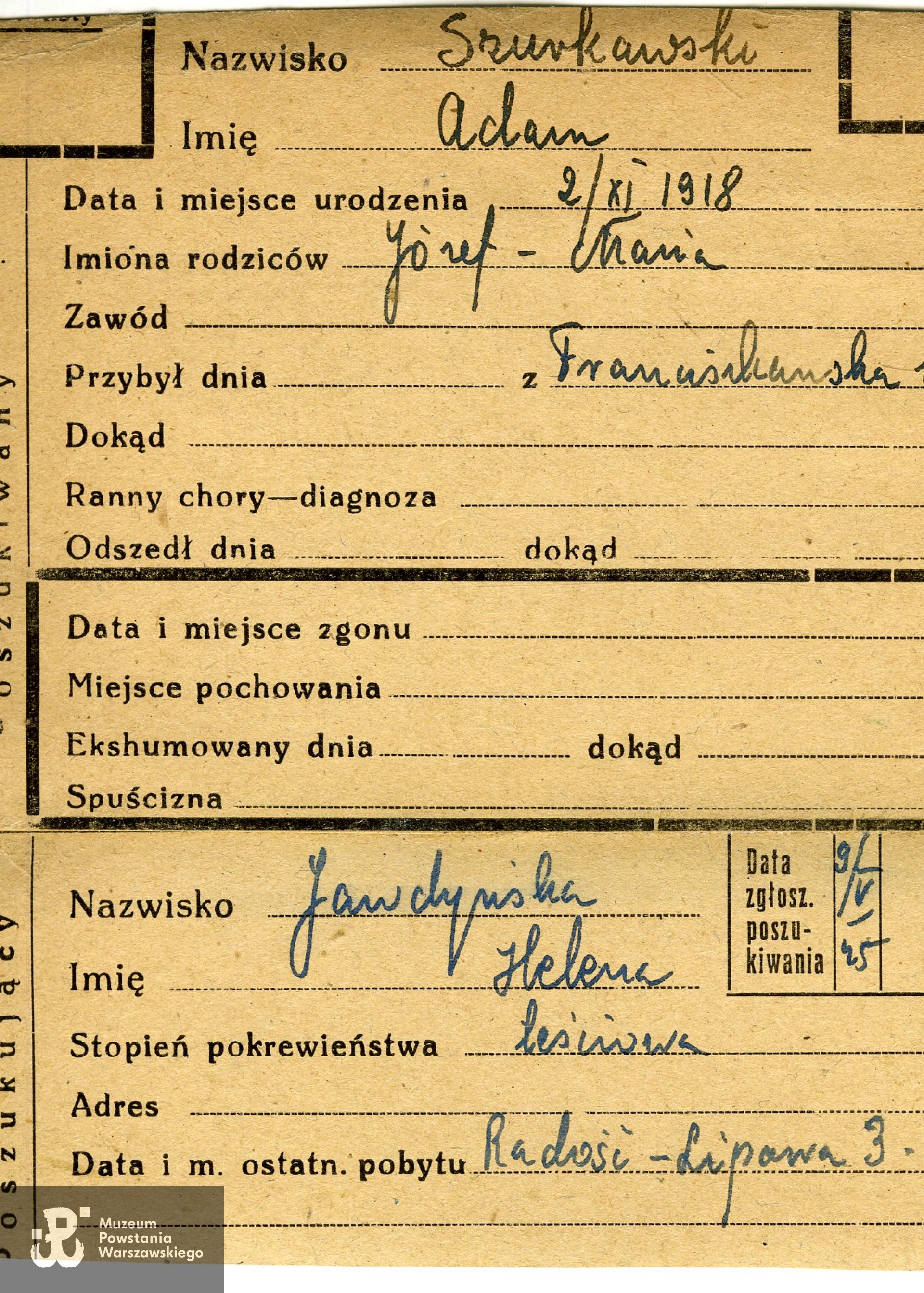 Polski Czerwony Krzyż - kartoteka