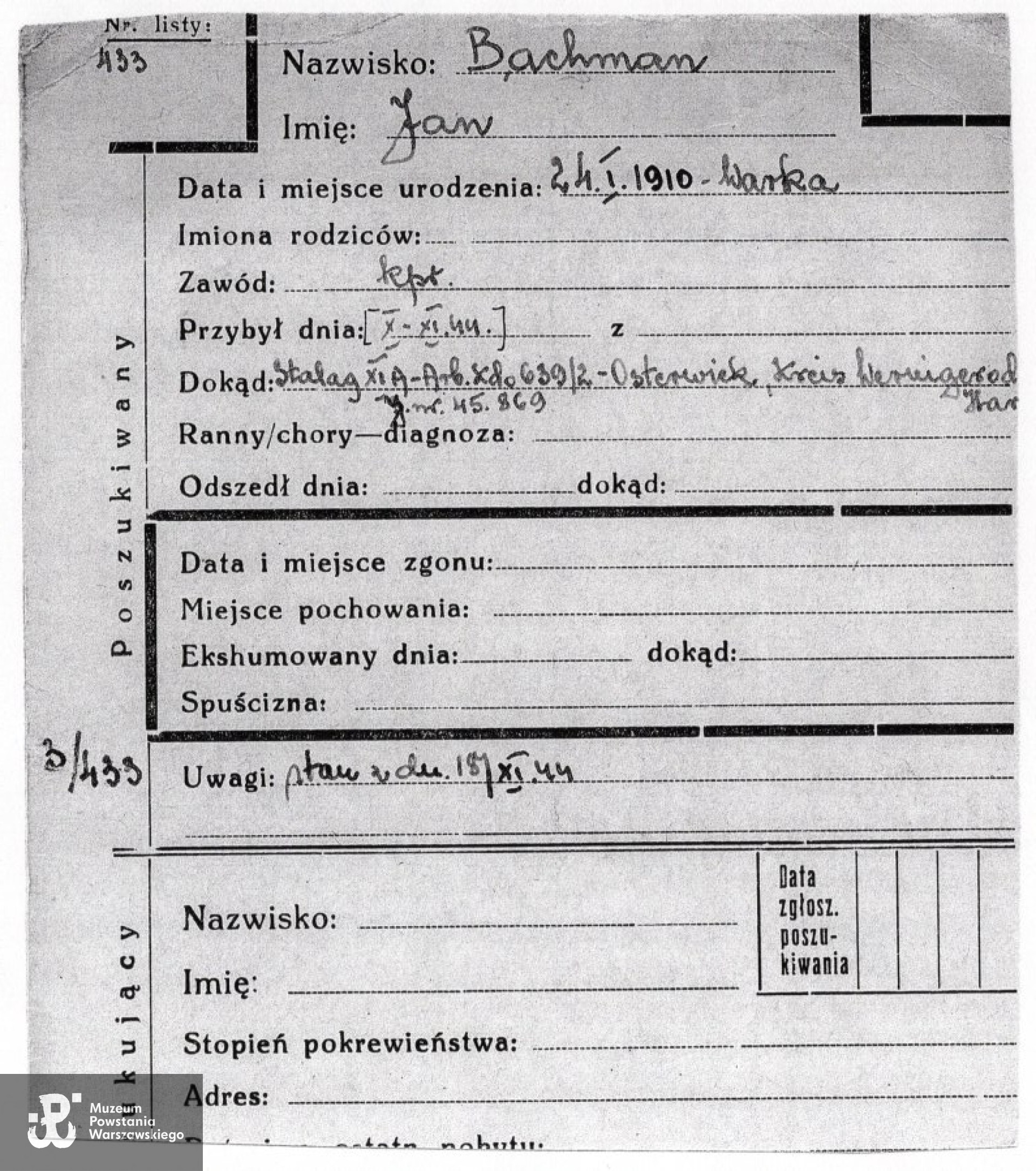 Polski Czerwony Krzyż - kartoteka