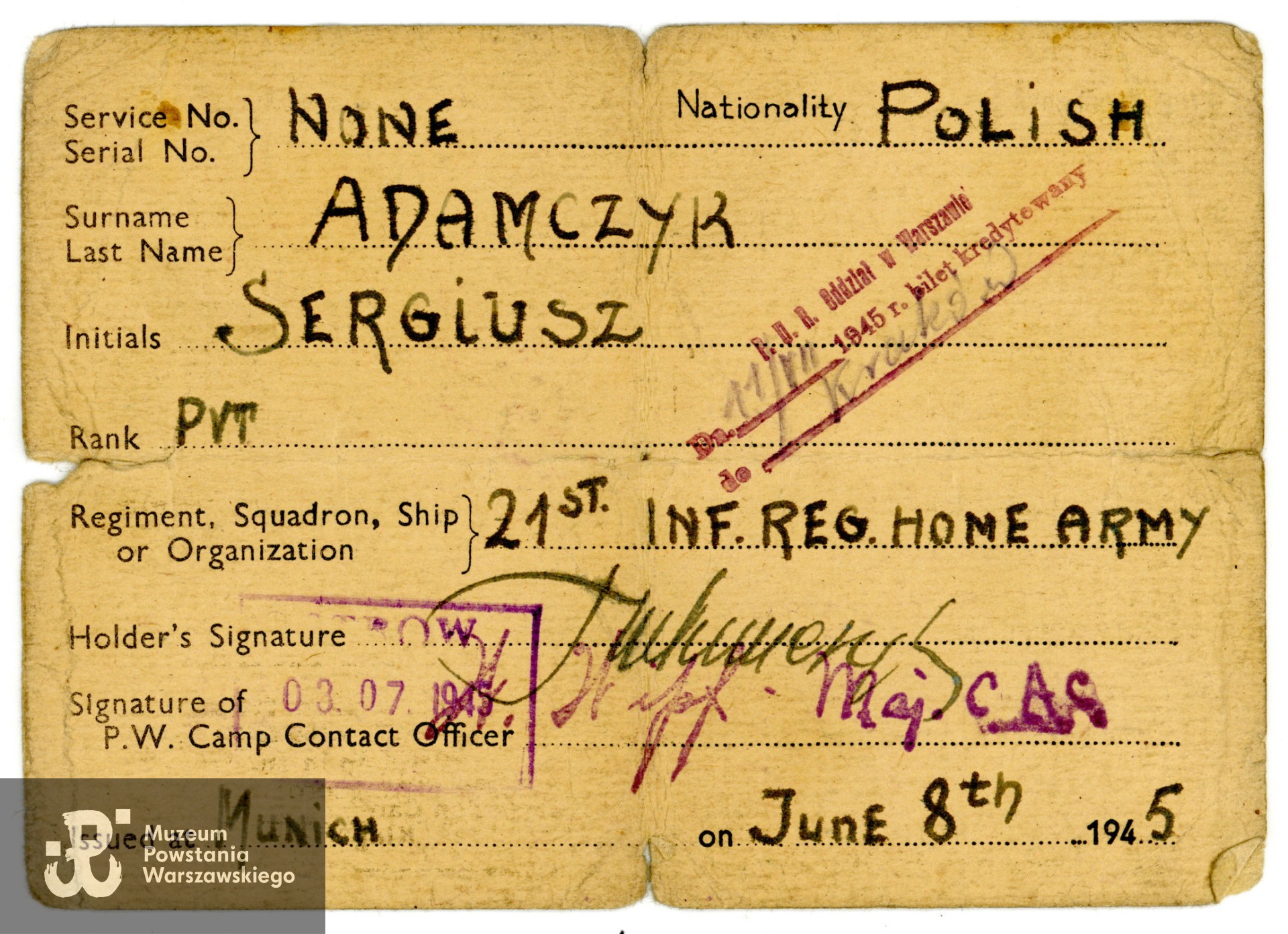 Z archiwum rodzinnego p. Hanny Łazowskiej, wnuczki Powstańca. Skany wykonano w Muzeum Powstania Warszawskiego, 07/2024