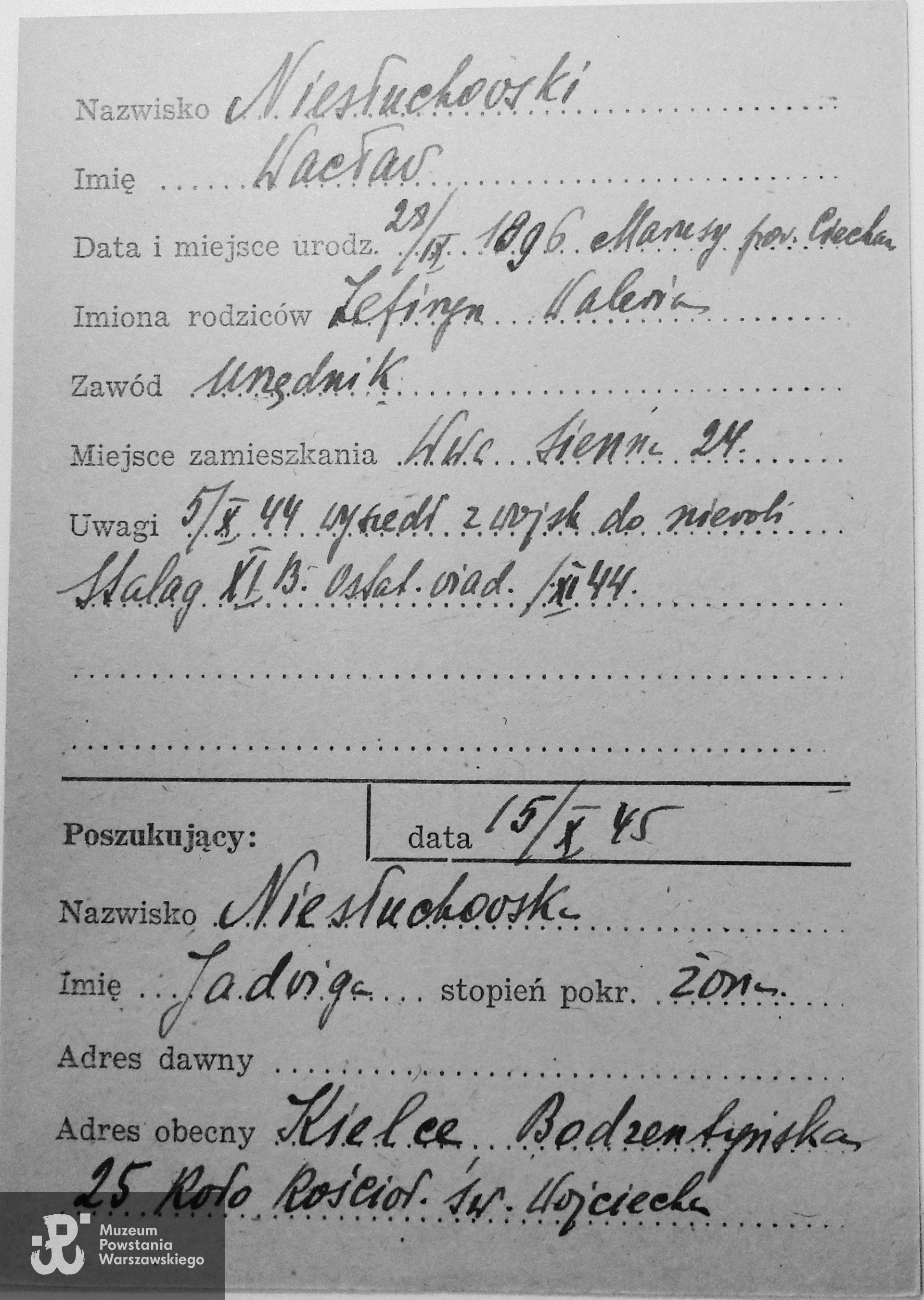 Polski Czerwony Krzyż - kartoteka