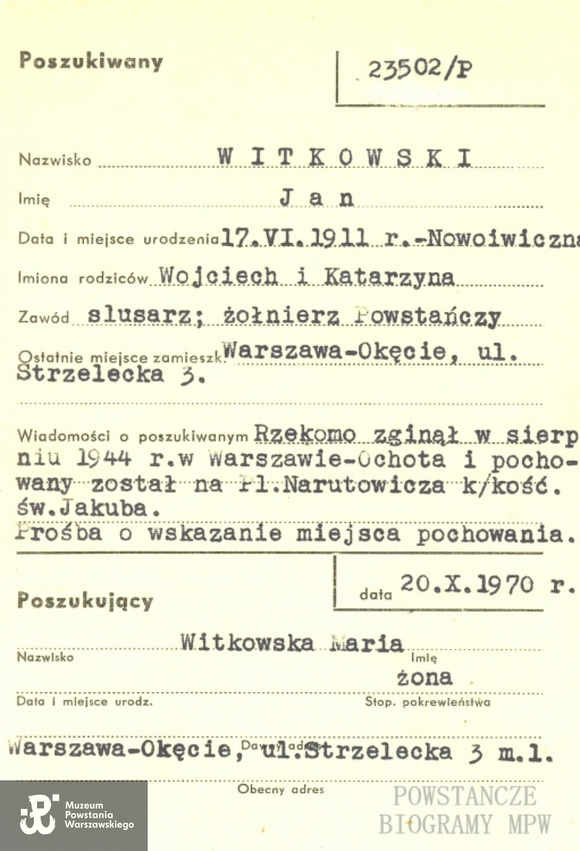 PCK - kartoteka. Ze zbiorów Polskiego Czerwonego Krzyża.