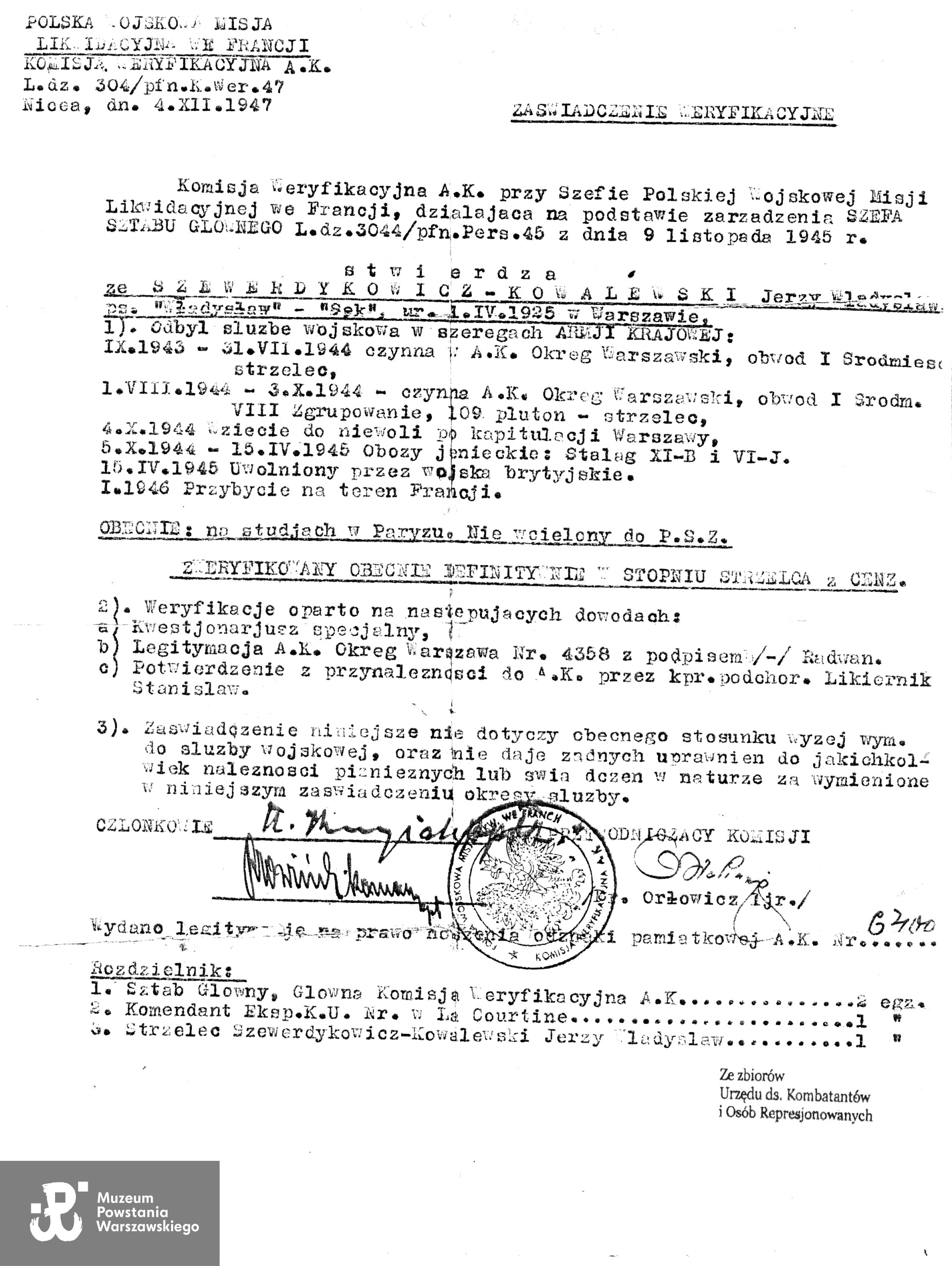 Muzeum Powstania Warszawskiego, Teczki personalne uczestników Powstania Warszawskiego, skan z kserokopii