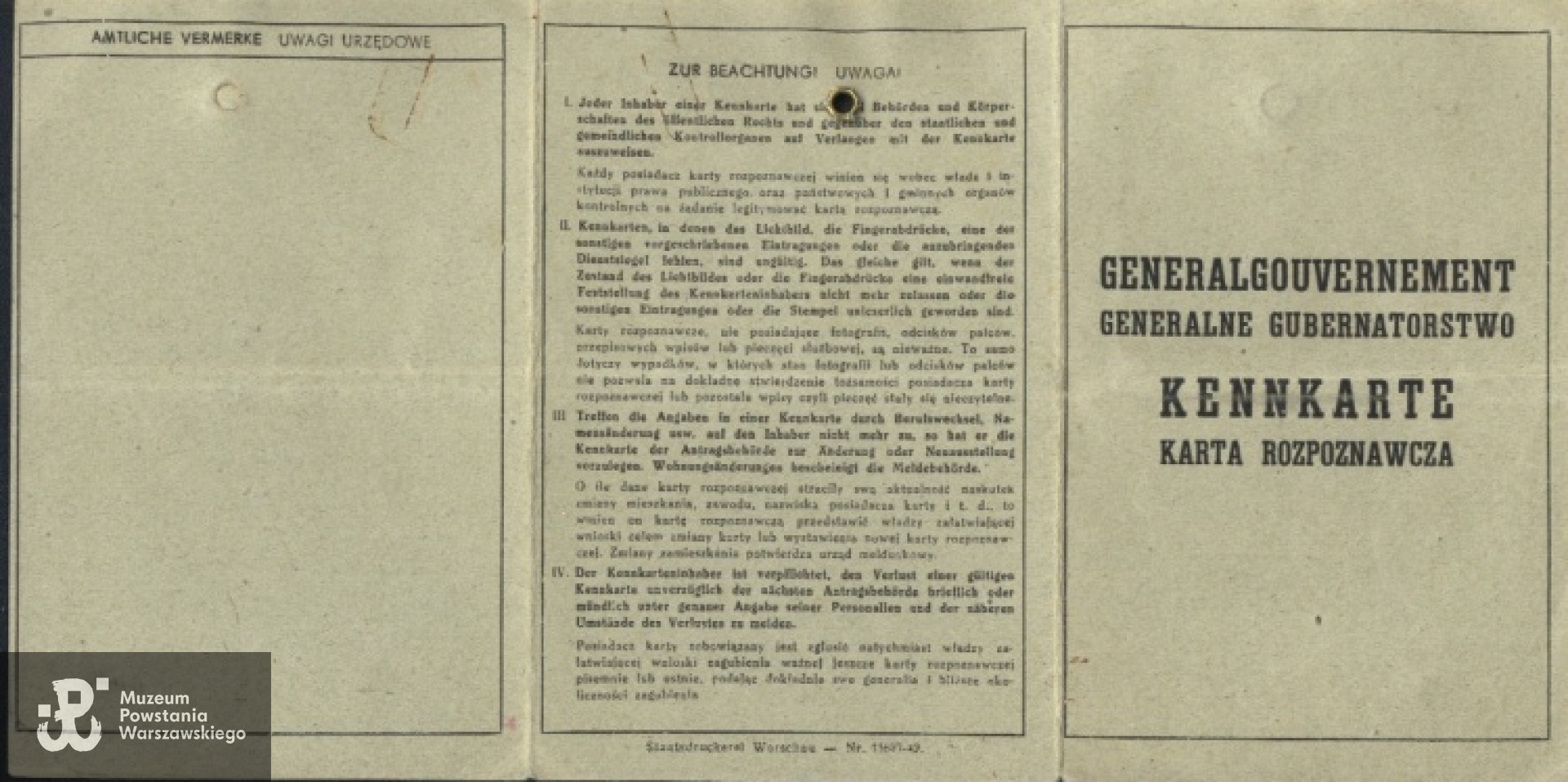 Fałszywa Kennkarte na nazwisko Mieczysław Łuczkiewicz