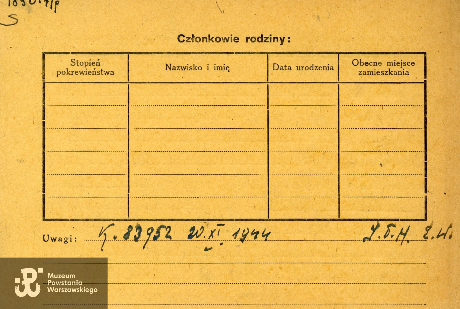 Polski Czerwony Krzyż - kartoteka ogólna