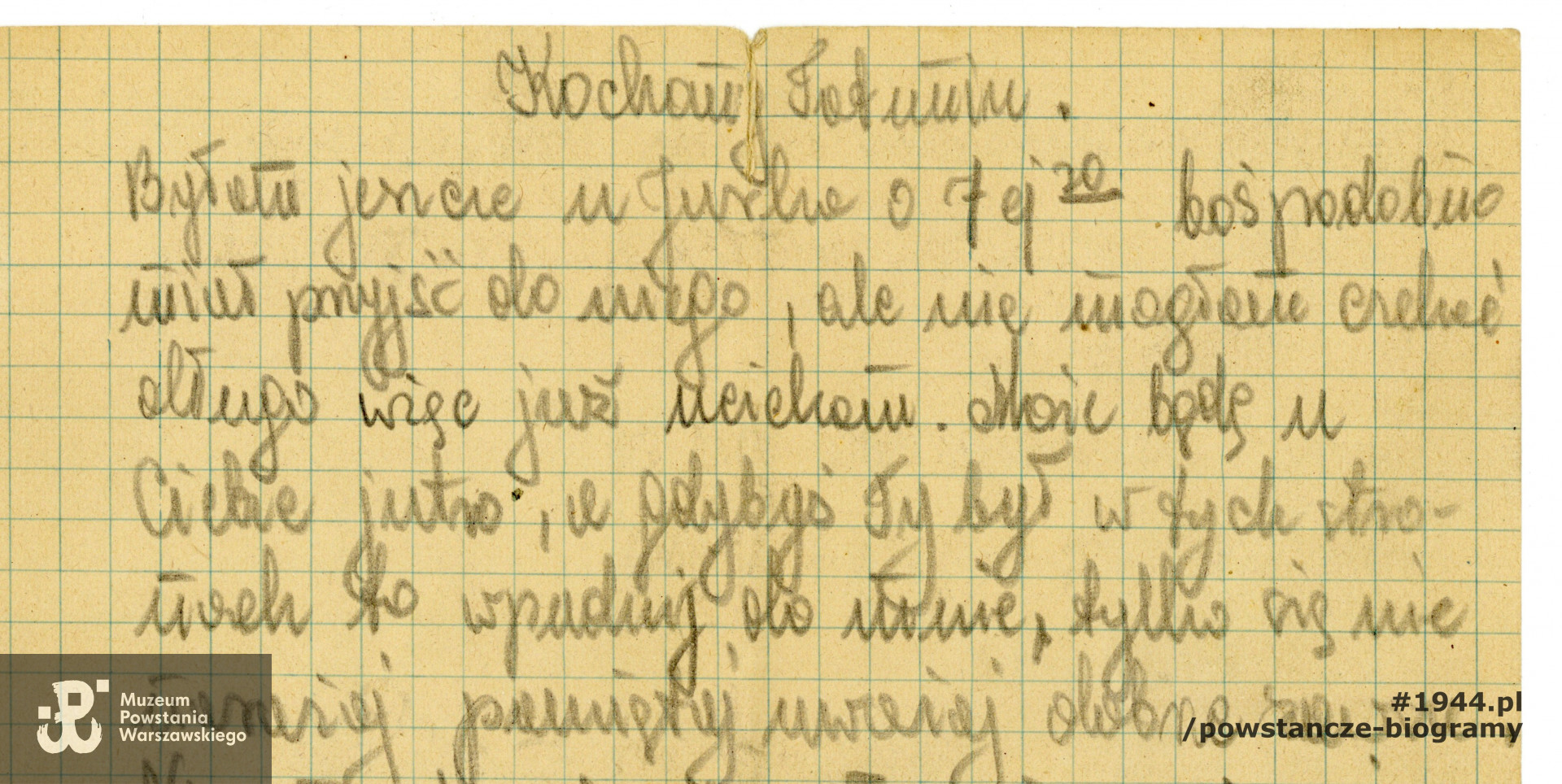 List do Franciszka, (fragment), autorstwa Janiny, pisany ołówkiem. Data nieznana. Ze zbiorów Muzeum Powstania Warszawskiego, sygn. P/7895.  