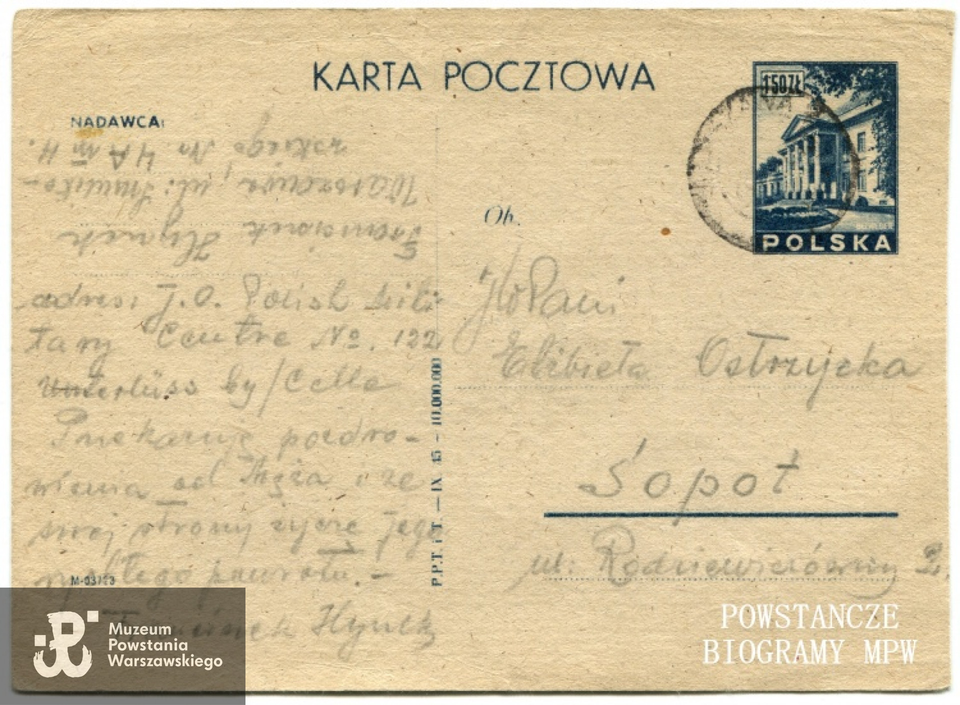 Korespondencja skierowana do Elżbiety Ostrzyckiej. Nadawcą był Franciszek Hynek (1897-1958) -  podpułkownik i pilot balonowy Wojska Polskiego, dwukrotny zdobywca Pucharu Gordona Bennetta. Ze zbiorów rodzinnych syna, p. Jacka Ostrzyckiego.
