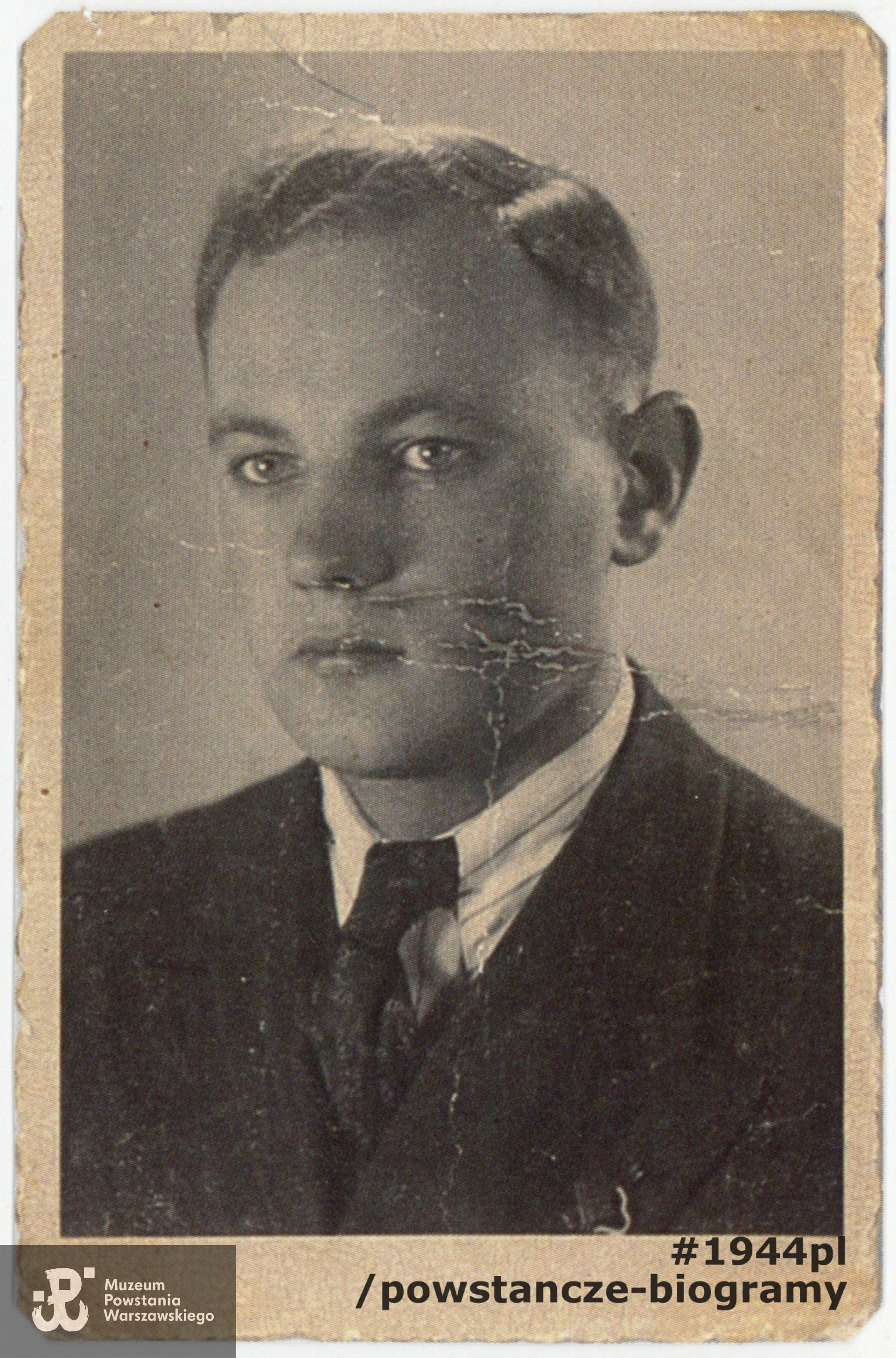 Wacław Chudoliński „Barometr” - zdjęcie z dokumentów z 1941 roku. Ze zbiorów Muzeum Powstania Warszawskiego, sygn. P/5924