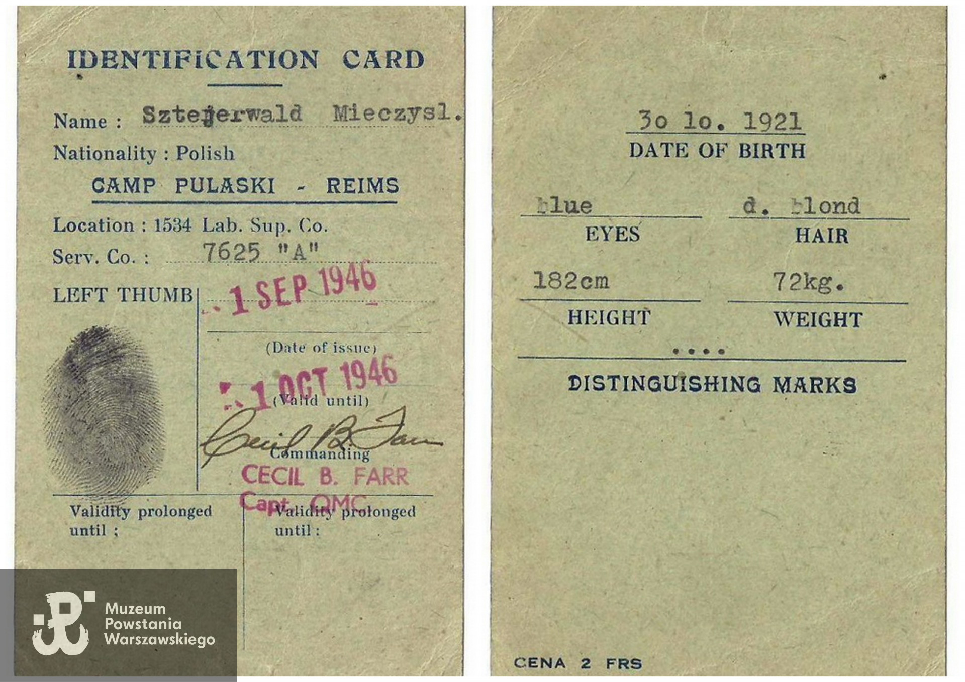 Identification Card - 1946 rok. 