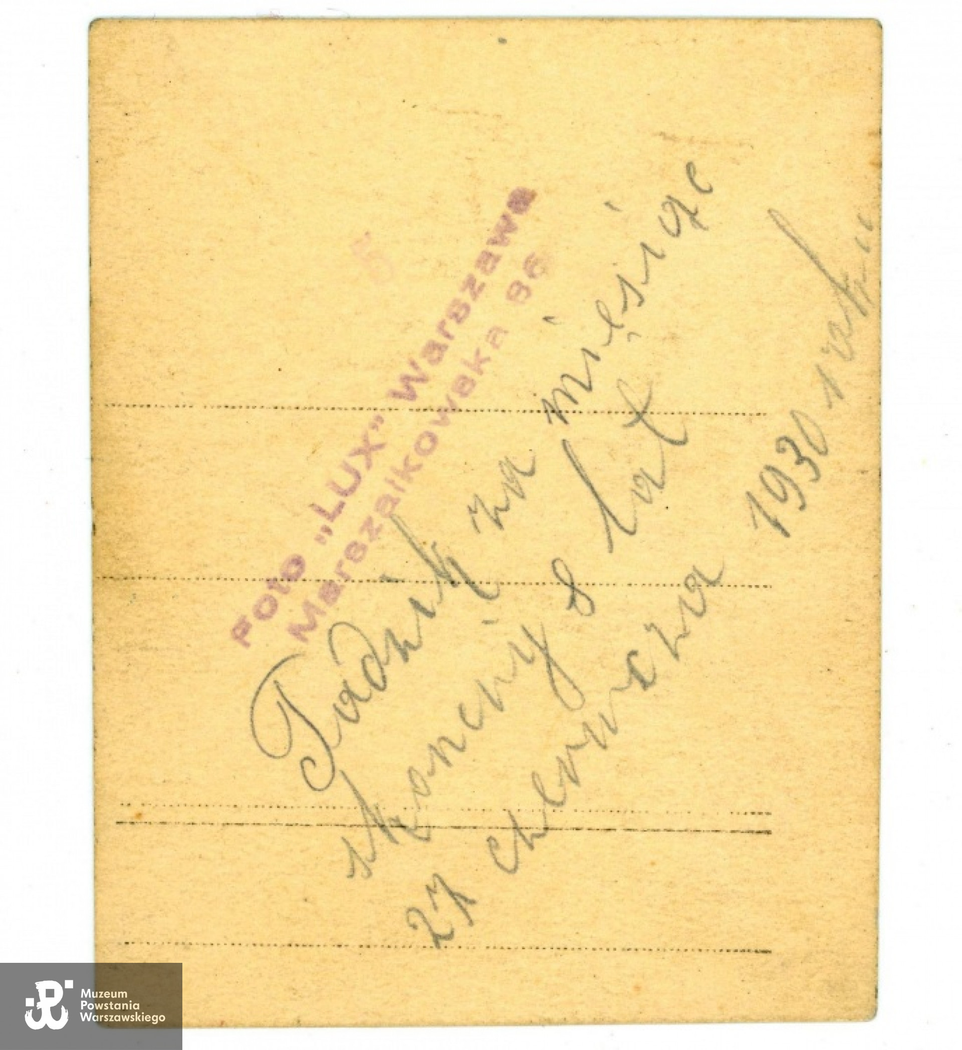 Rewers zdjęcia z 1930 r. Fot. archiwum rodzinne.