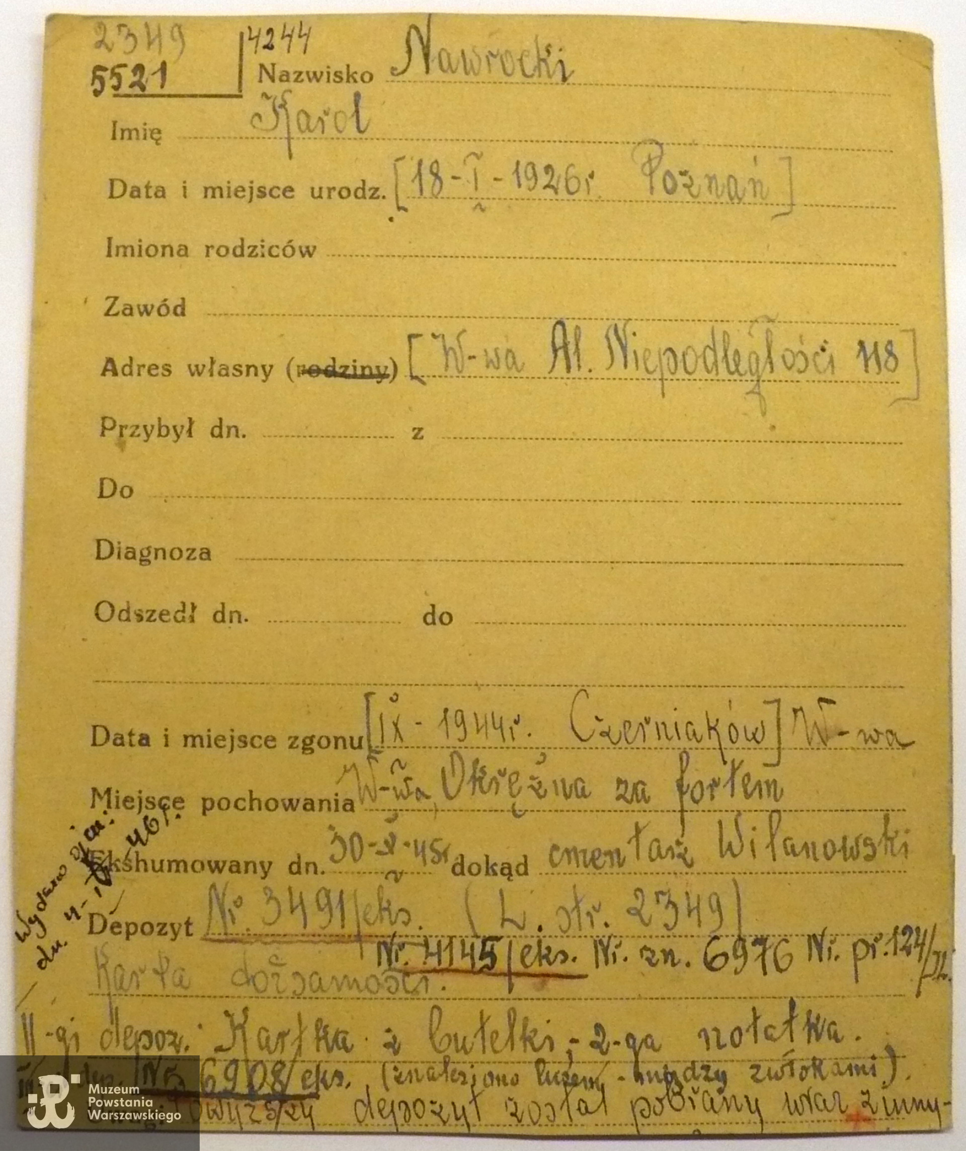 Polski Czerwony Krzyż - kartoteka