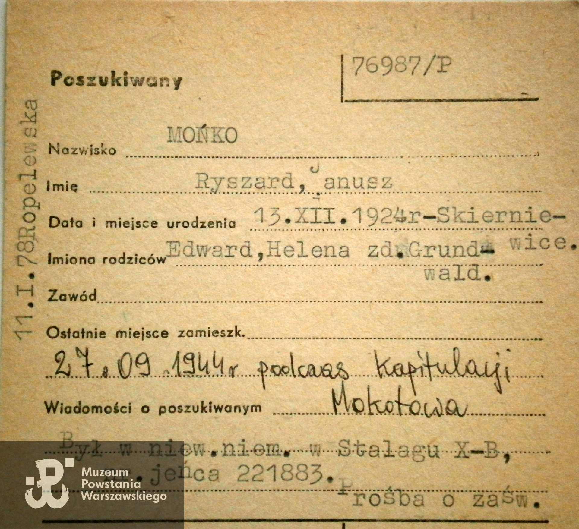 Polski Czerwony Krzyż - kartoteka