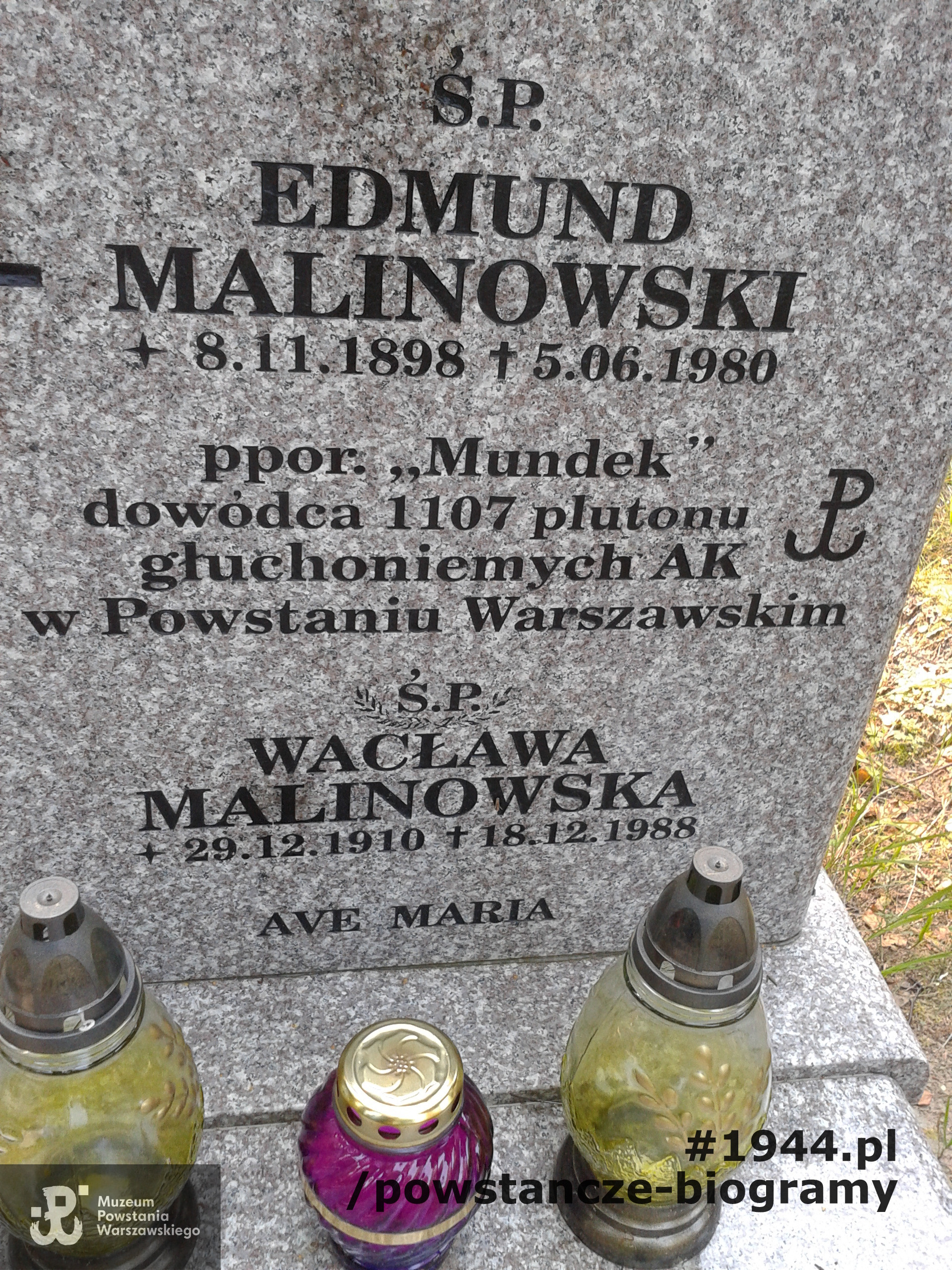 Grób Edmunda Malinowskiego  na Witomińskim Cmentarzu Komunalnym w Gdyni. Fot. Ewa i Mariusz Skrońscy.