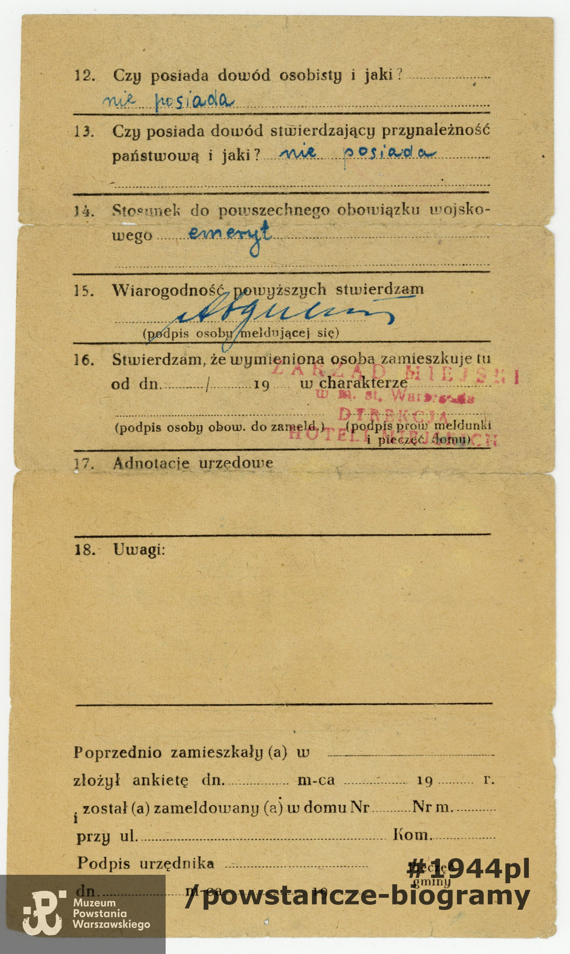 Dokument ze zbiorów rodzinnych, udostępniony przez p. Ryszarda Pijarczyka.