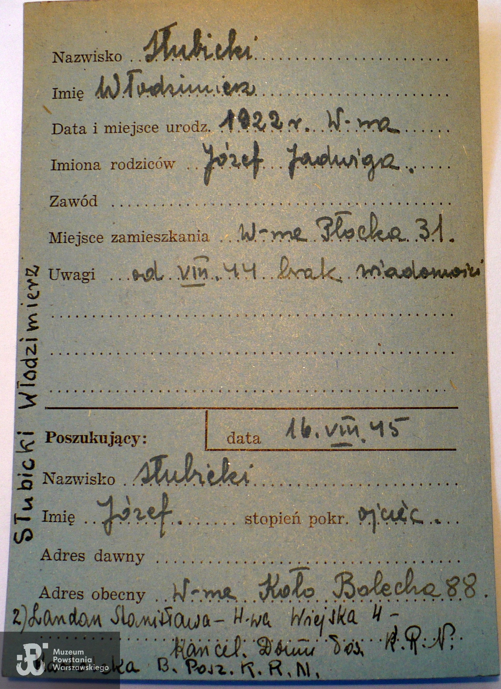 Polski Czerwony Krzyż - kartoteka