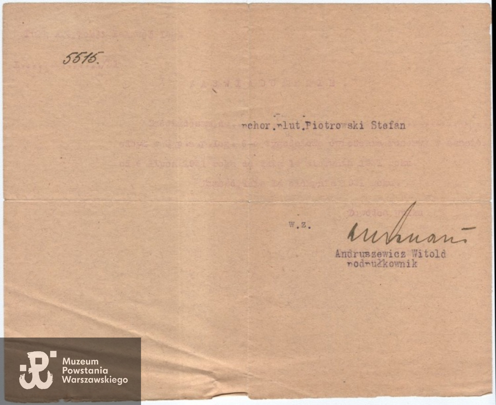 Ze zbiorów rodzinnych, skan udostępnił p. Piotr Surma, wnuk Powstańca