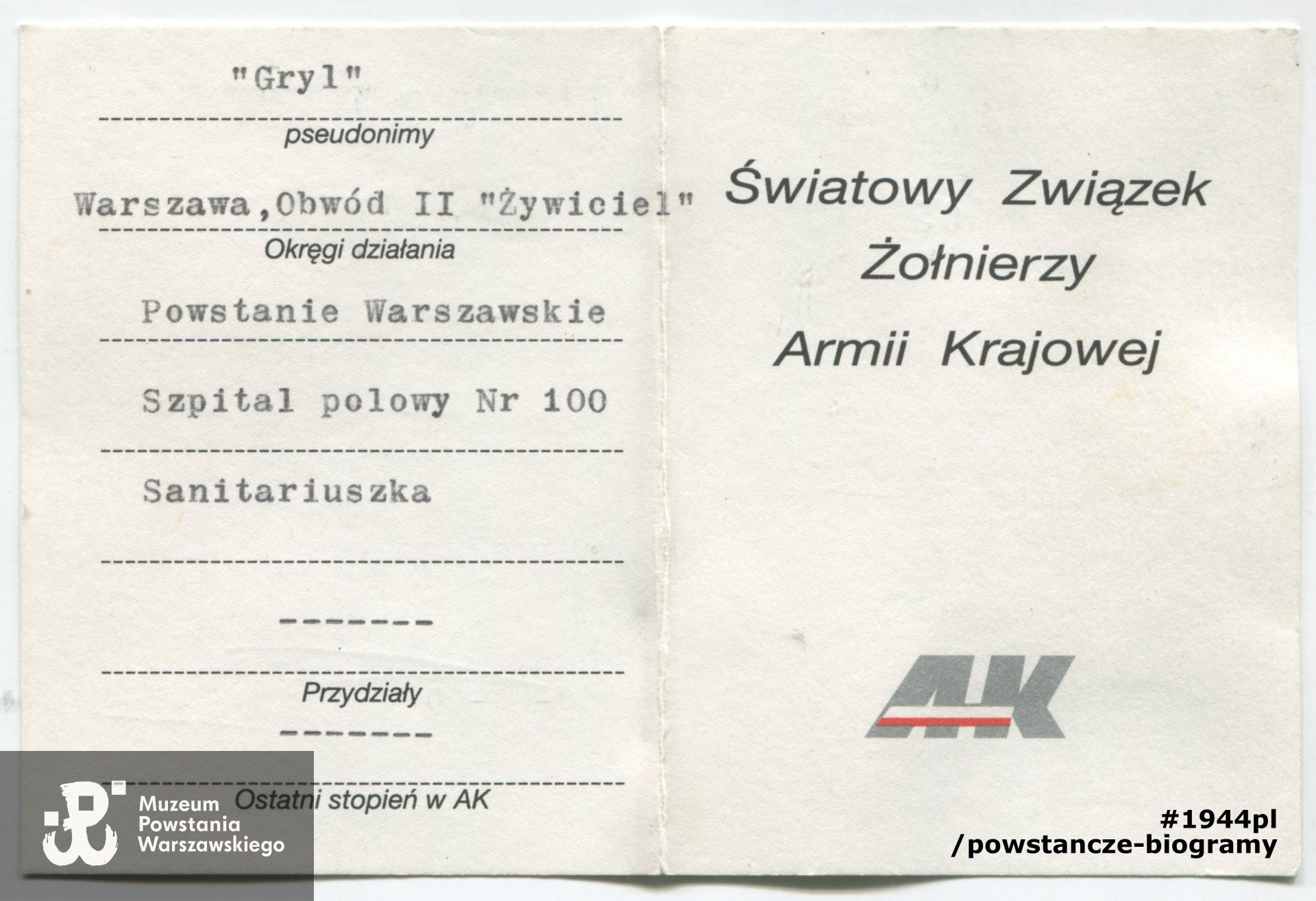 Źródło: Muzeum Powstania Warszawskiego/Pokój Kombatanta