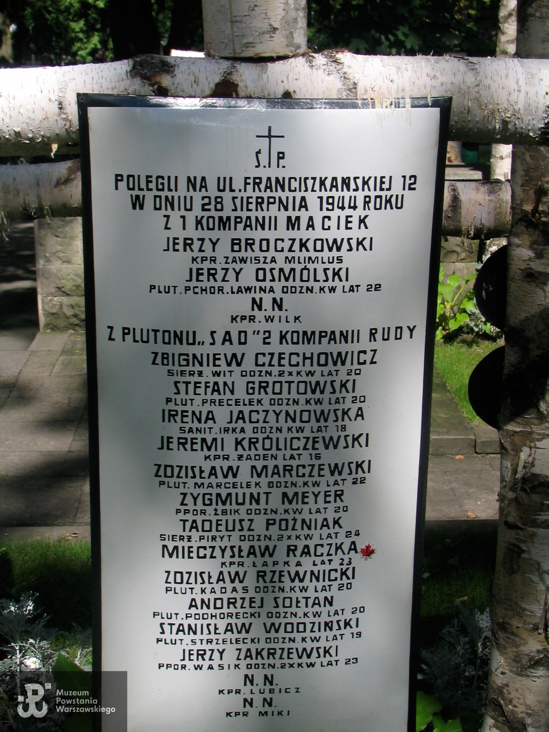 Mogiła na kwaterze batalionu "Zośka" na Cm. Wojskowym na Powązkach.