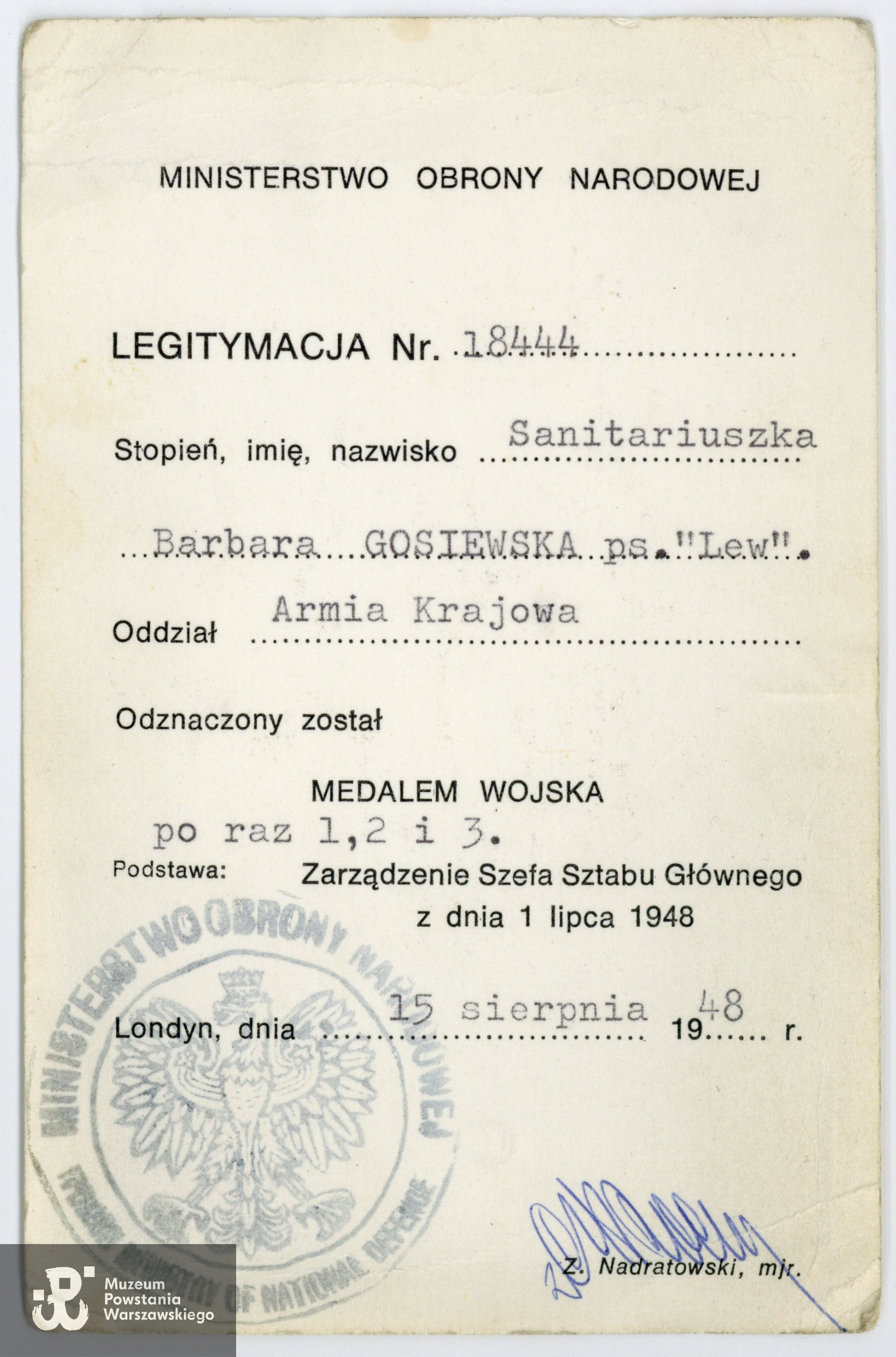 Dokument ze zbiorów rodzinnych p. Barbary Piętki