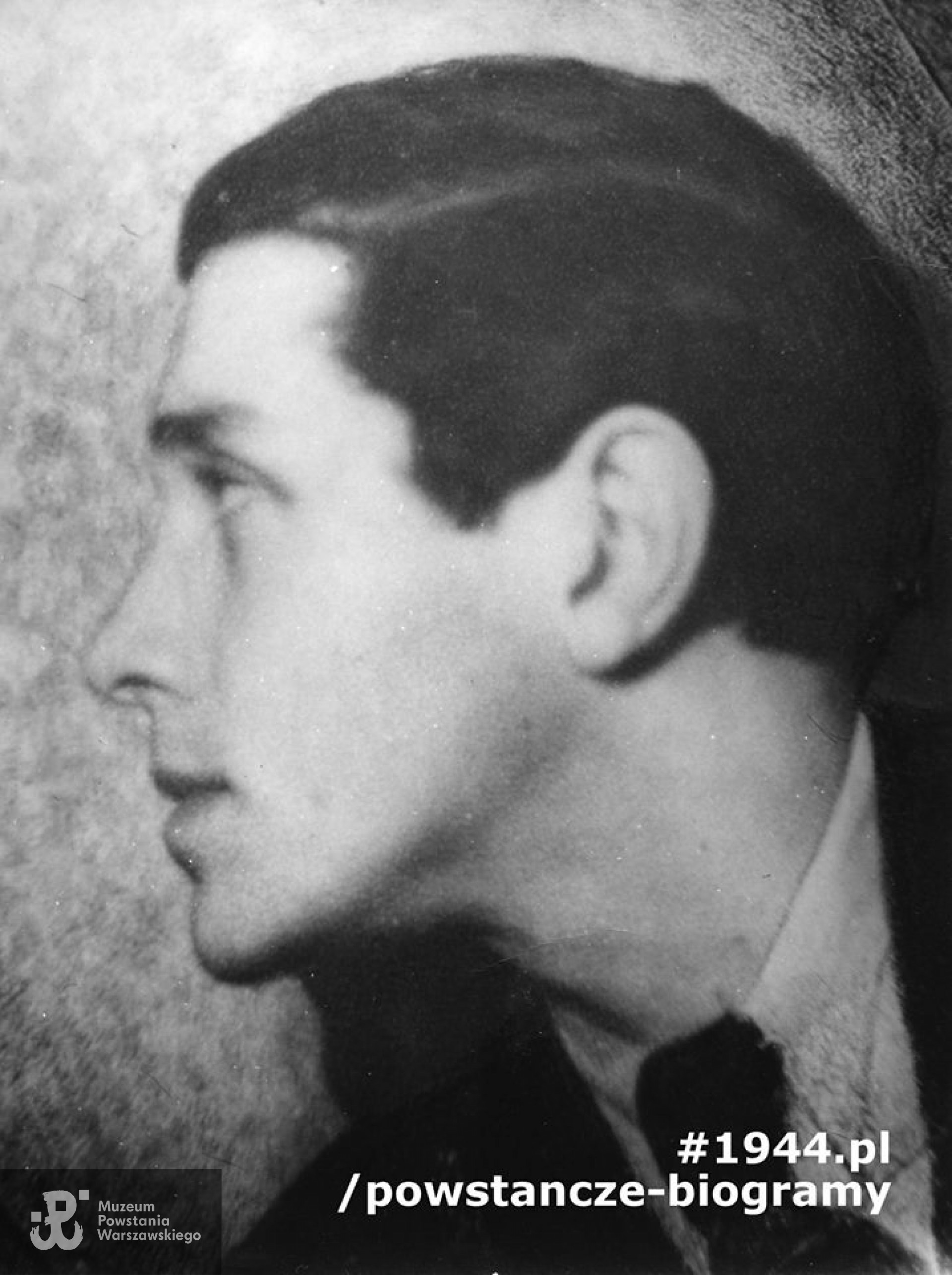 Zdjęcie portretowe Tadeusza Gajcego ze zbiorów Muzeum Powstania Warszawskiego, sygn. MPW-IP/5101