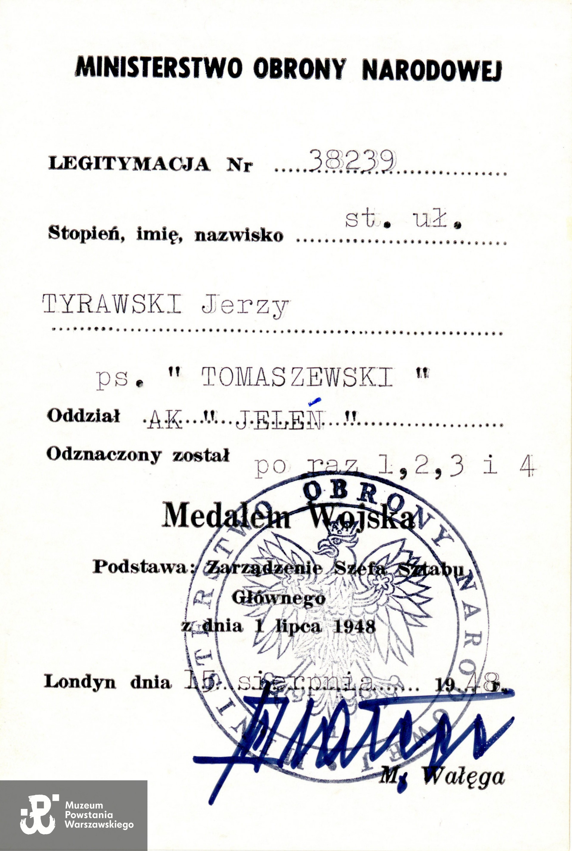 Medal Wojska. Ze zbiorów Muzeum Powstania Warszawskiego