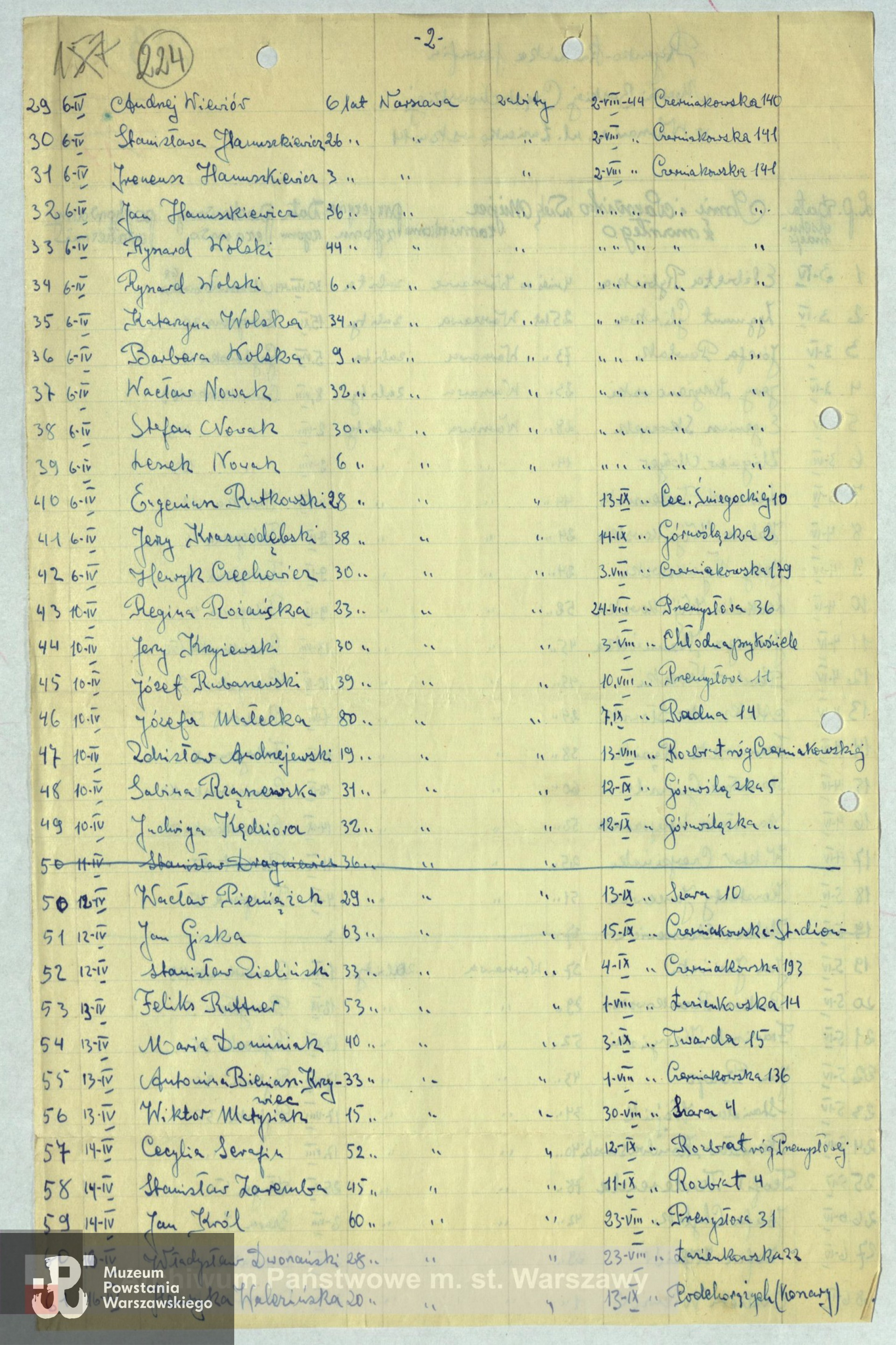 Archiwum Państwowe m. st. Warszawy - listy ekshumowanych. Pozycja 40: Eugeniusz Rutkowski