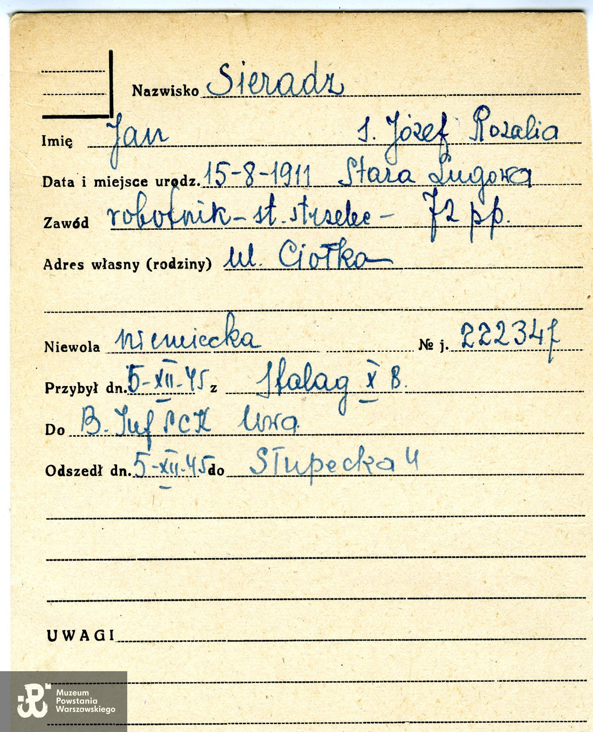 Polski Czerwony Krzyż - kartoteka