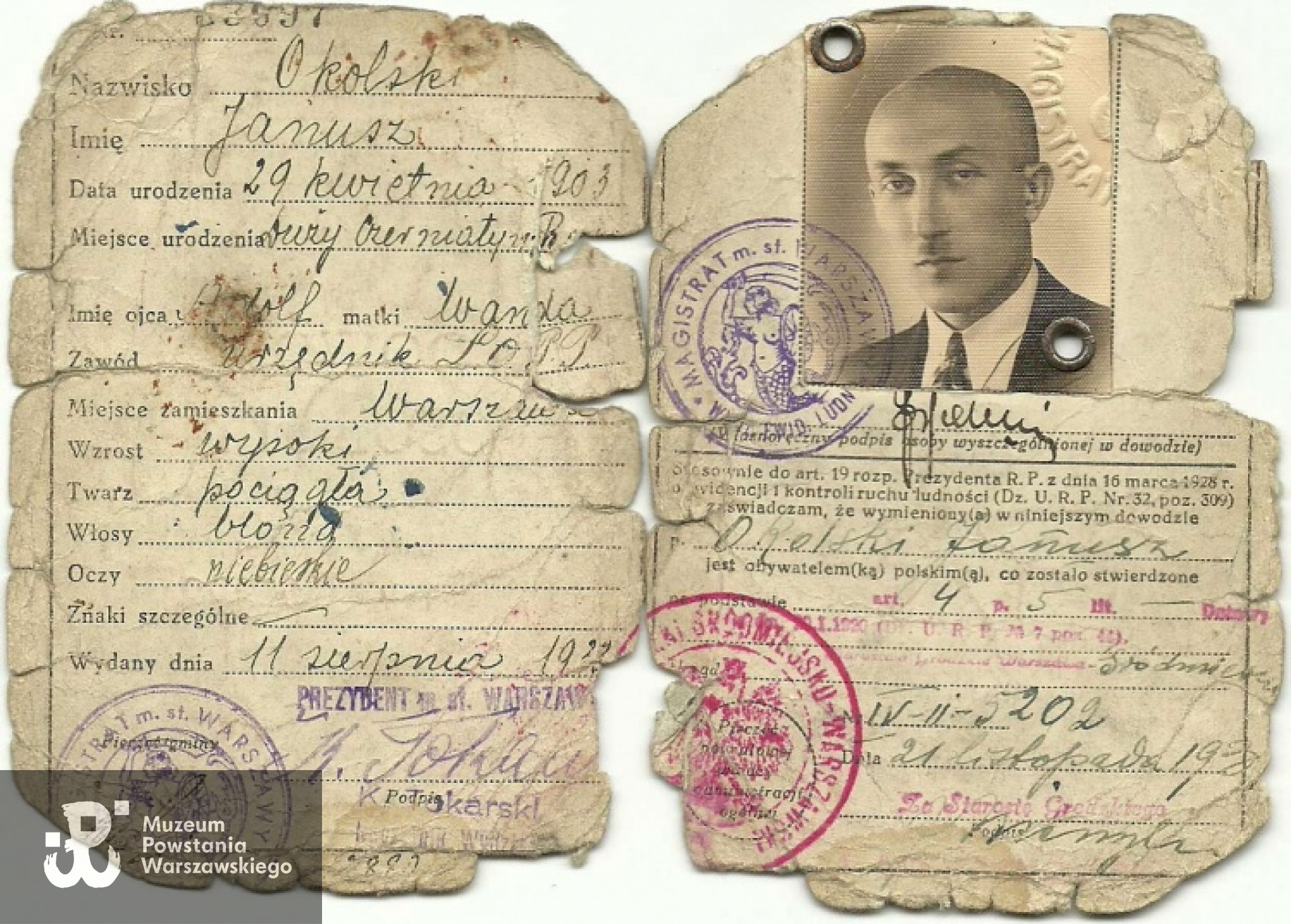 Dowód osobisty wydany 21.11.1930 roku