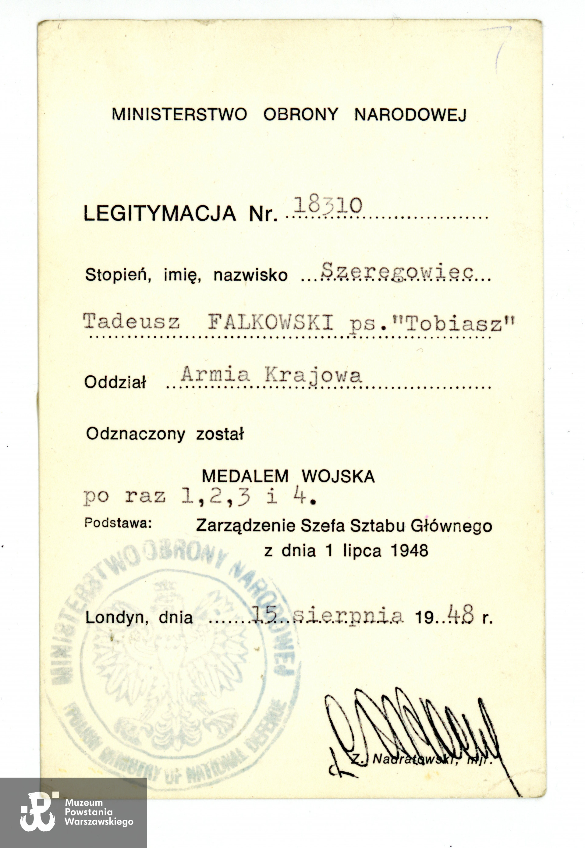 Medal Wojska (czterokrotnie). Ze zbiorów prywatnych p. Mikołaja Paciorka