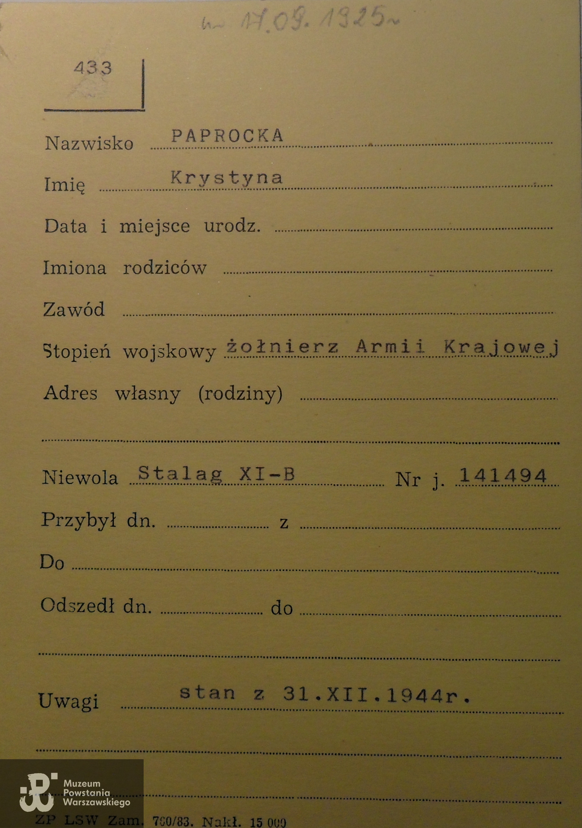 Polski Czerwony Krzyż - kartoteka