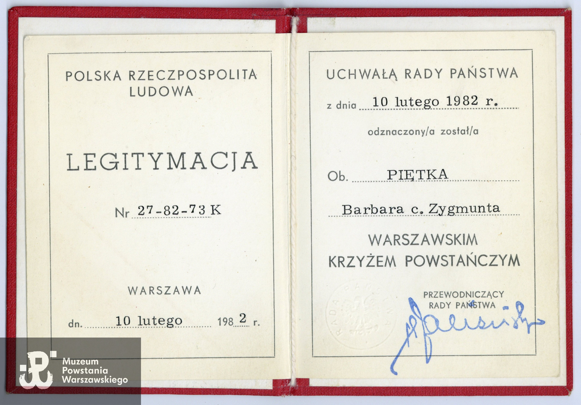 Dokument ze zbiorów rodzinnych p. Barbary Piętki