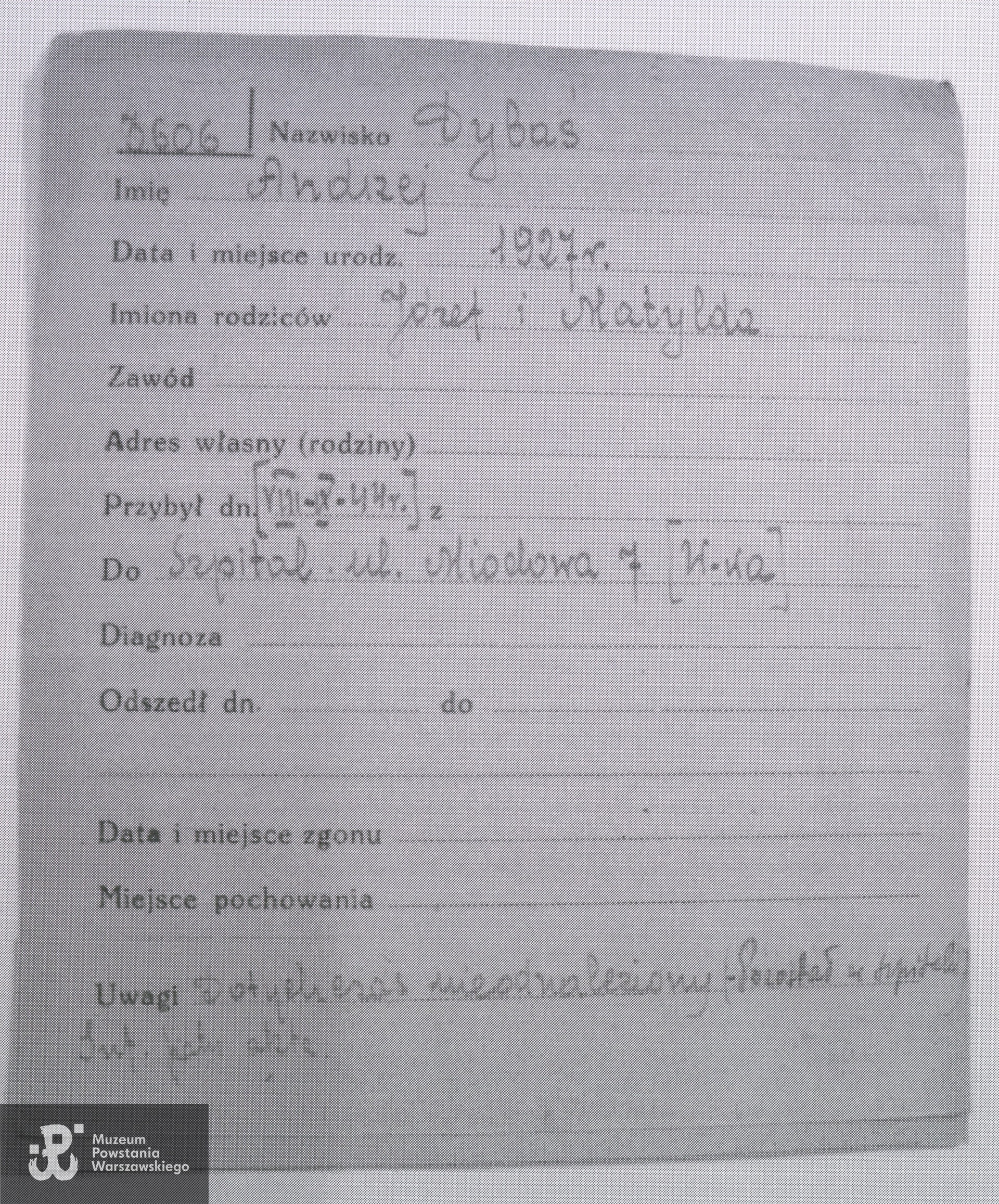 Polski Czerwony Krzyż - kartoteka