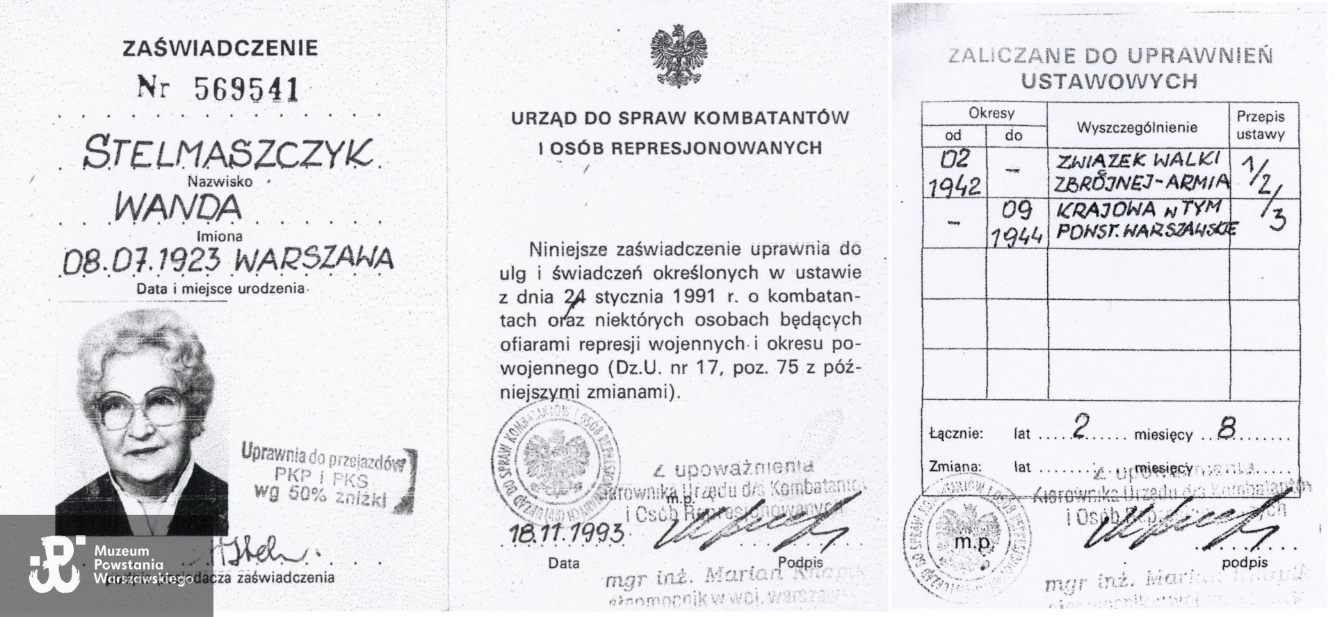 Legitymacja UdsKiOR. Z archiwum prywatnego p. Wandy Stelmaszczyk, kserokopię udostępniła p. Elżbieta Tazbir