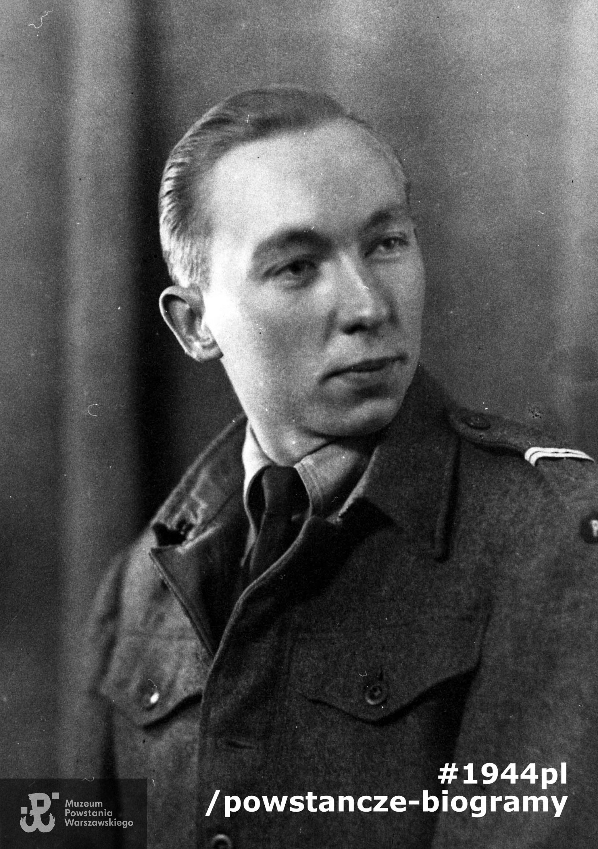 st. strz. Zbigniew Tretkowski "Mewa". Fotografia portretowa ze zbiorów Muzeum Powstania Warszawskiego, sygn. MPW-IH/1084