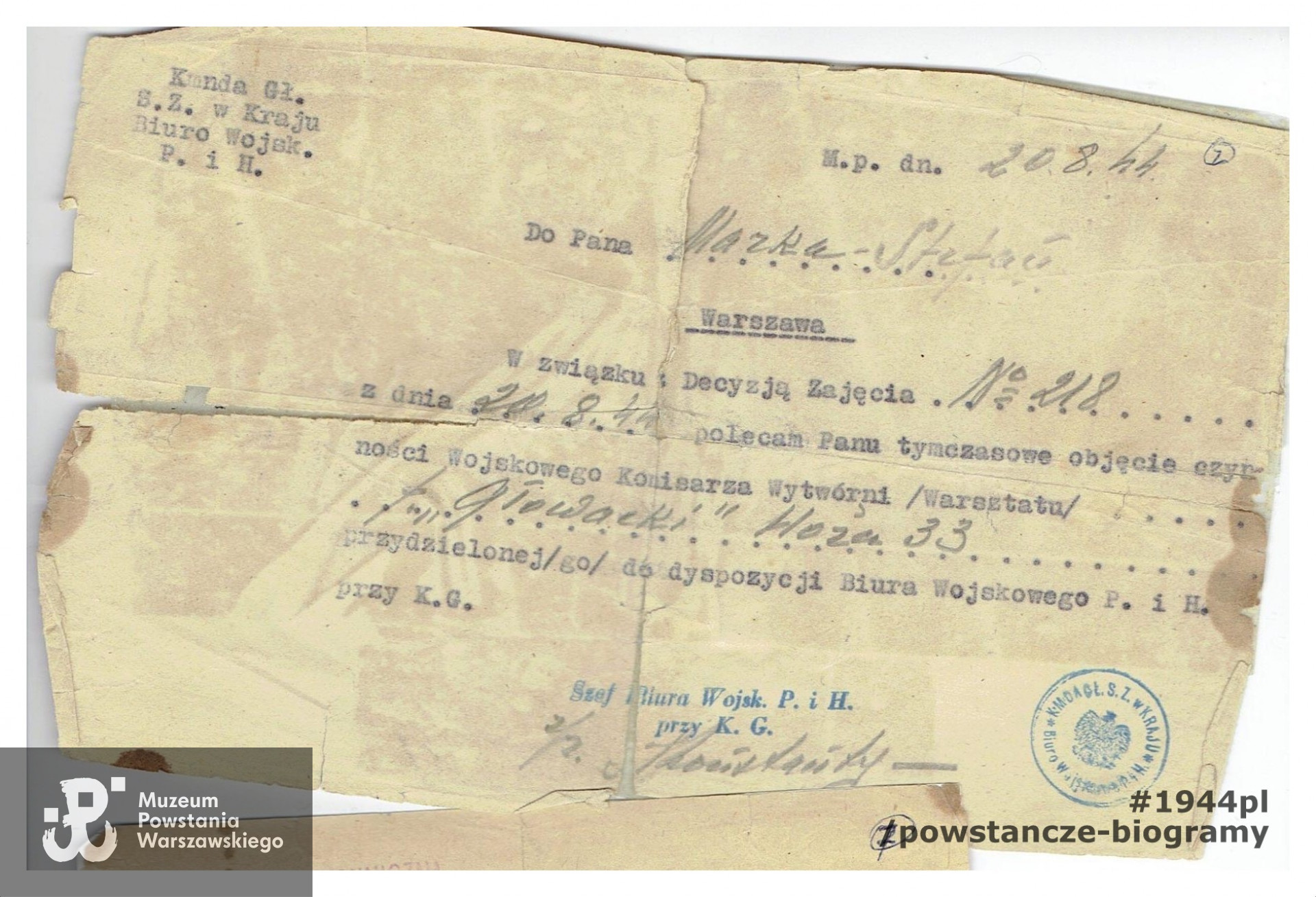 Skan dokumentu udostępnił p. Michał Aleksandrowicz 