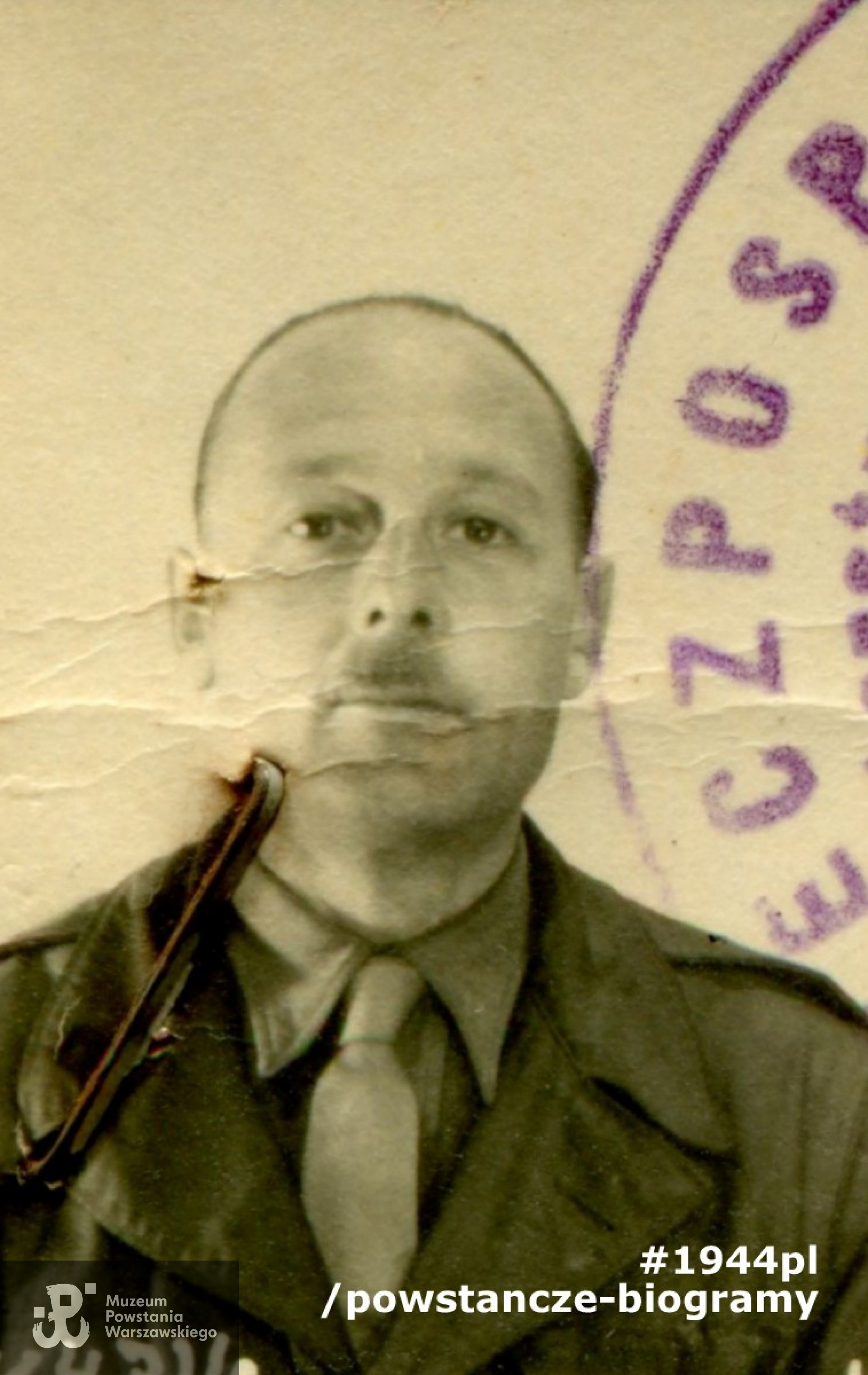 Zbigniew Dionizy Sznage "Rozmaryn" (1909-1957).  Zdjęcie z okresu powrotu do kraju (zaświadczenie P.U. R).   Fot. z archiwum rodzinnego p. Marka Sznage