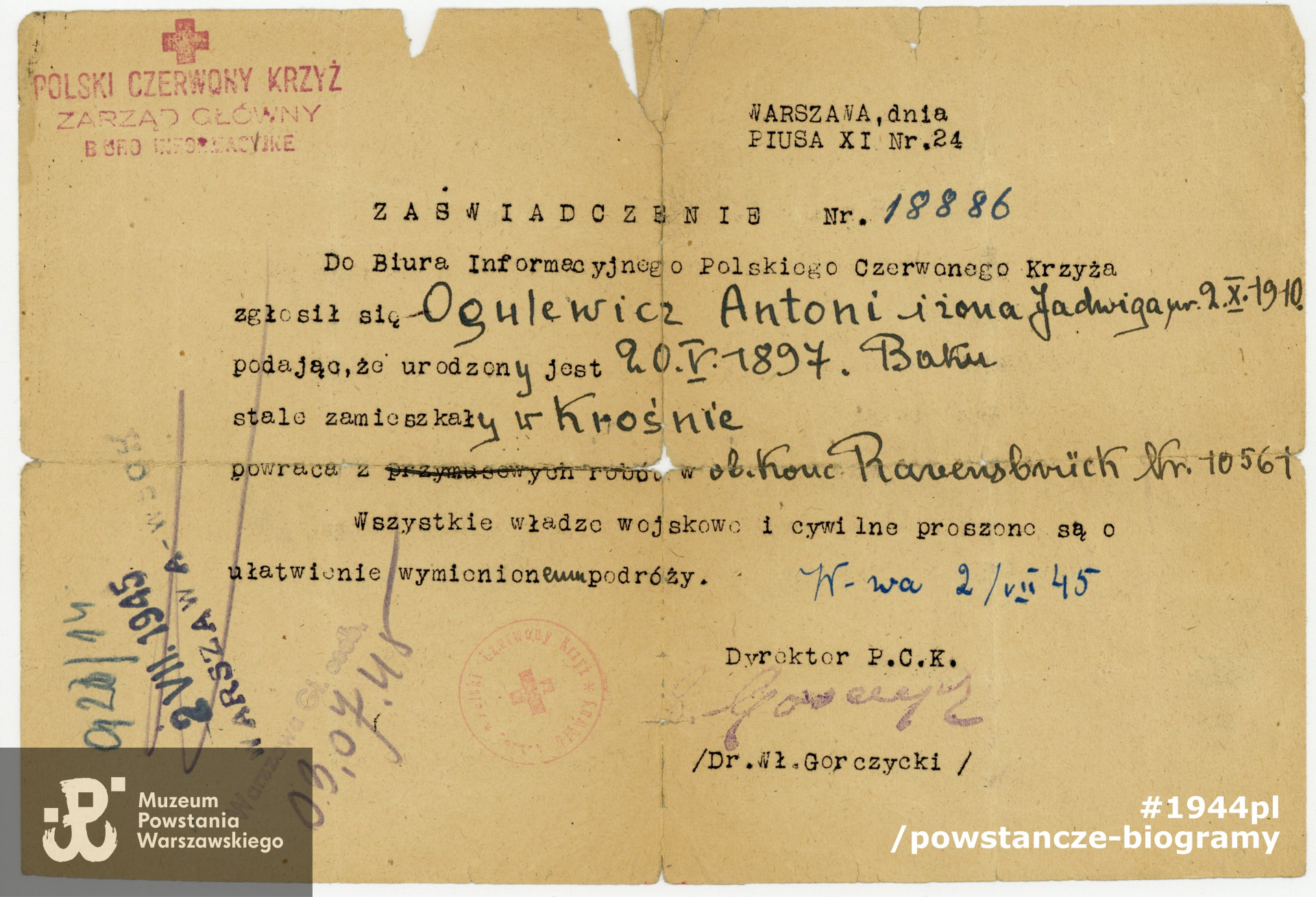 Dokument ze zbiorów rodzinnych, udostępniony przez p. Ryszarda Pijarczyka.