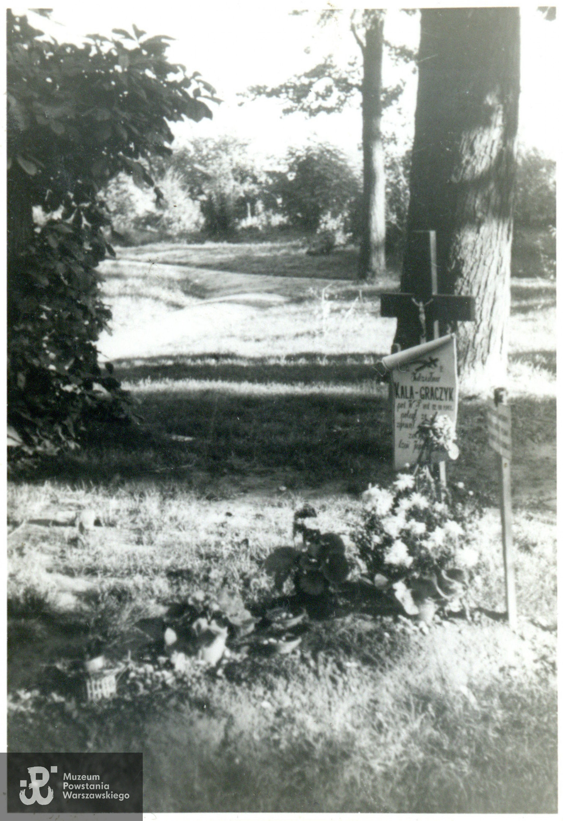 Pierwsza mogiła Zdzisława w parku przy ul. Foksal (dawniej ul. Pierackiego). Fot. ze zbiorów rodzinnych p. Romana Jelonka