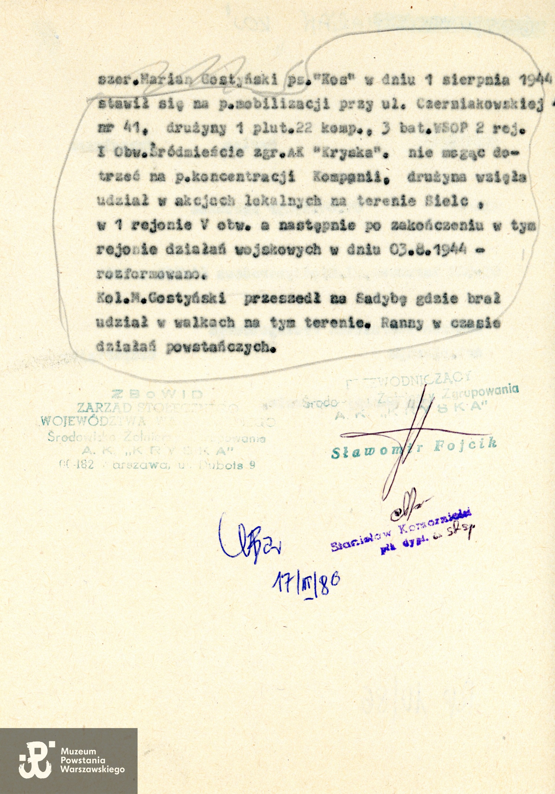 Muzeum Powstania Warszawskiego, Teczki personalne uczestników Powstania Warszawskiego