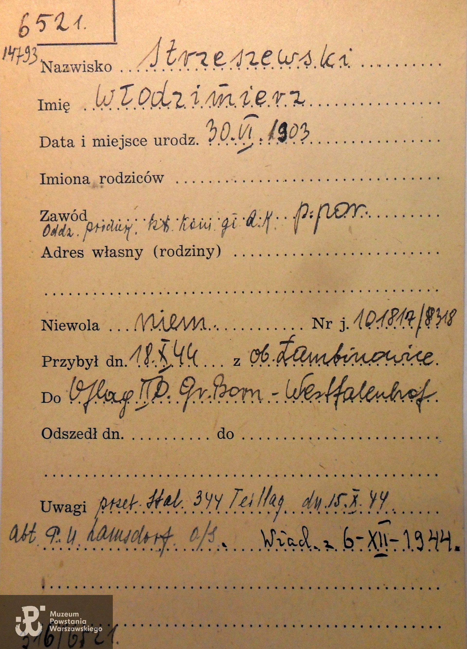 Polski Czerwony Krzyż - kartoteka poszukiwań