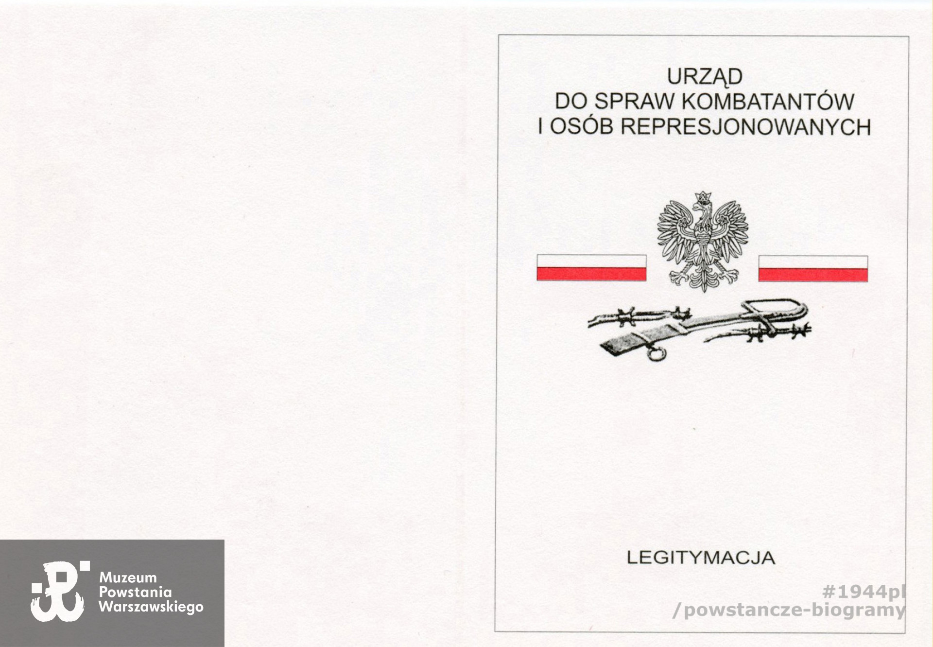 Legitymacja odznaczeniowa  - Medal "Pro Memoria", UdsKiOR. Z archiwum rodzinnego p. Lecha Sedlaczka ps. Hak